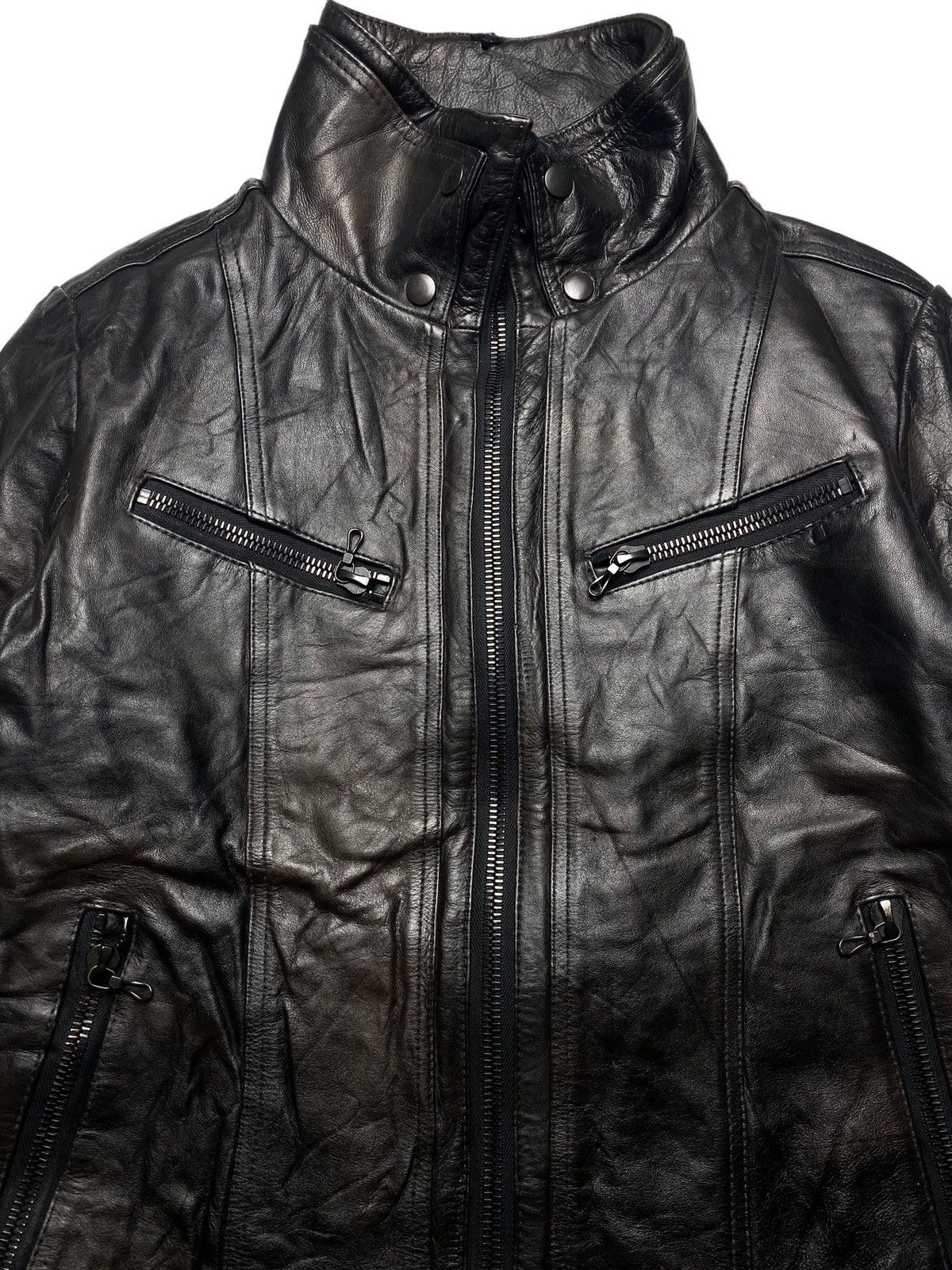 Japanese Brand 2000s Shellac - Burned Leather Biker Jacket Size US M / EU 48-50 / 2 - 5 Thumbnail