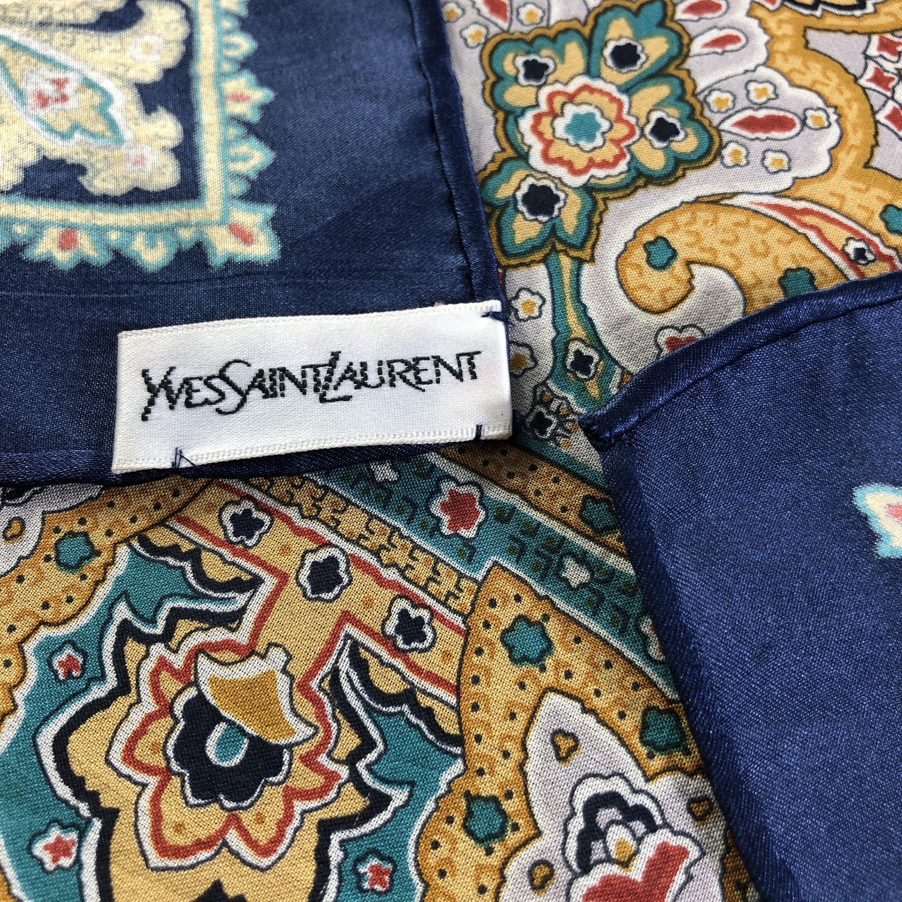 Yves Saint Laurent Yves Saint Laurent Paisley Hand Rolled Silk Scarf M1154 Size ONE SIZE - 5 Thumbnail