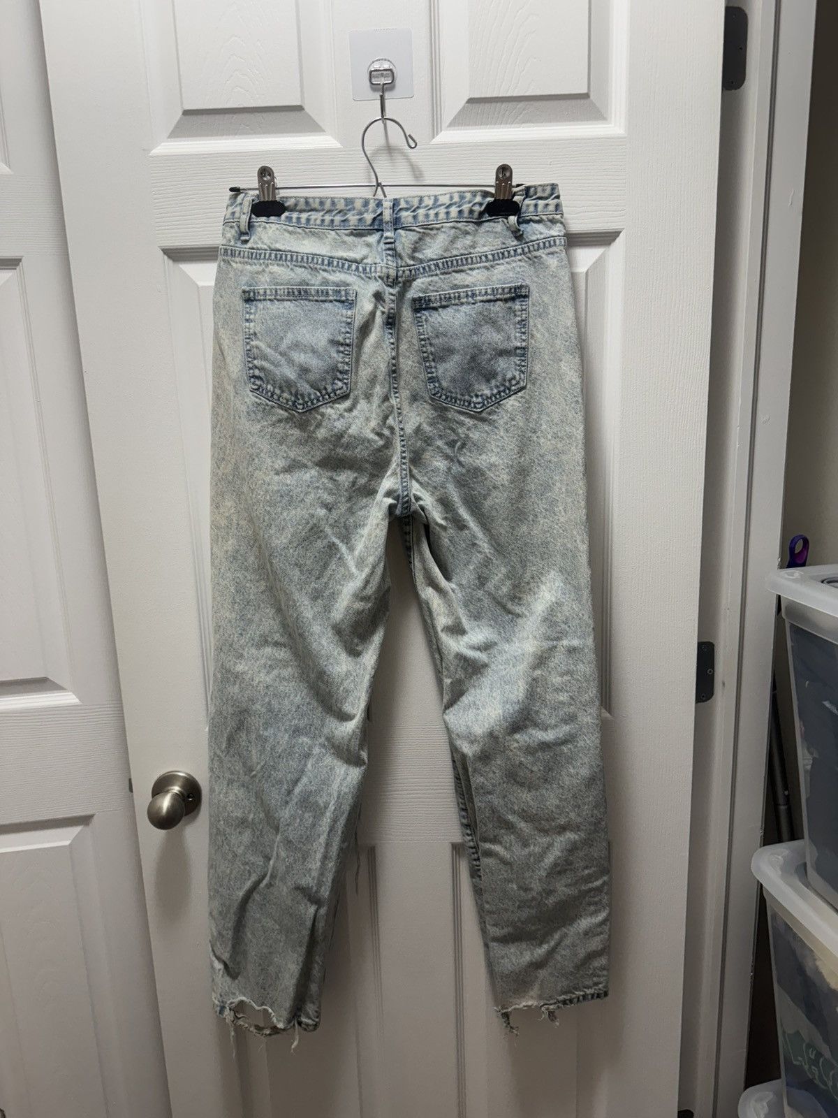 Other Light Wash Distressed Ripped Denim Jeans Asymmetrical Street Size US 32 / EU 48 - 2 Thumbnail