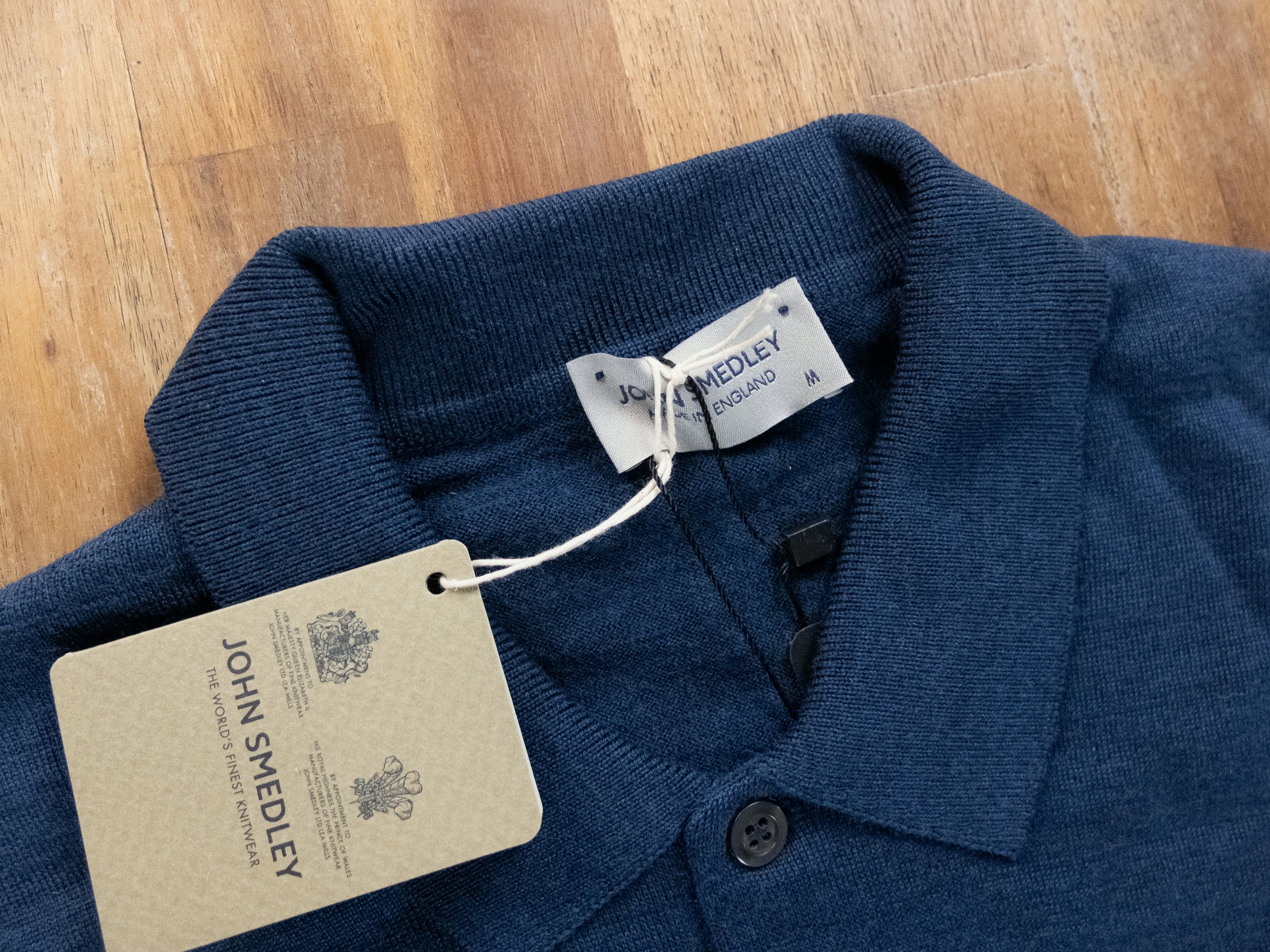 John Smedley JOHN SMEDLEY solid indigo blue wool polo sweater Medium Size US M / EU 48-50 / 2 - 2 Thumbnail