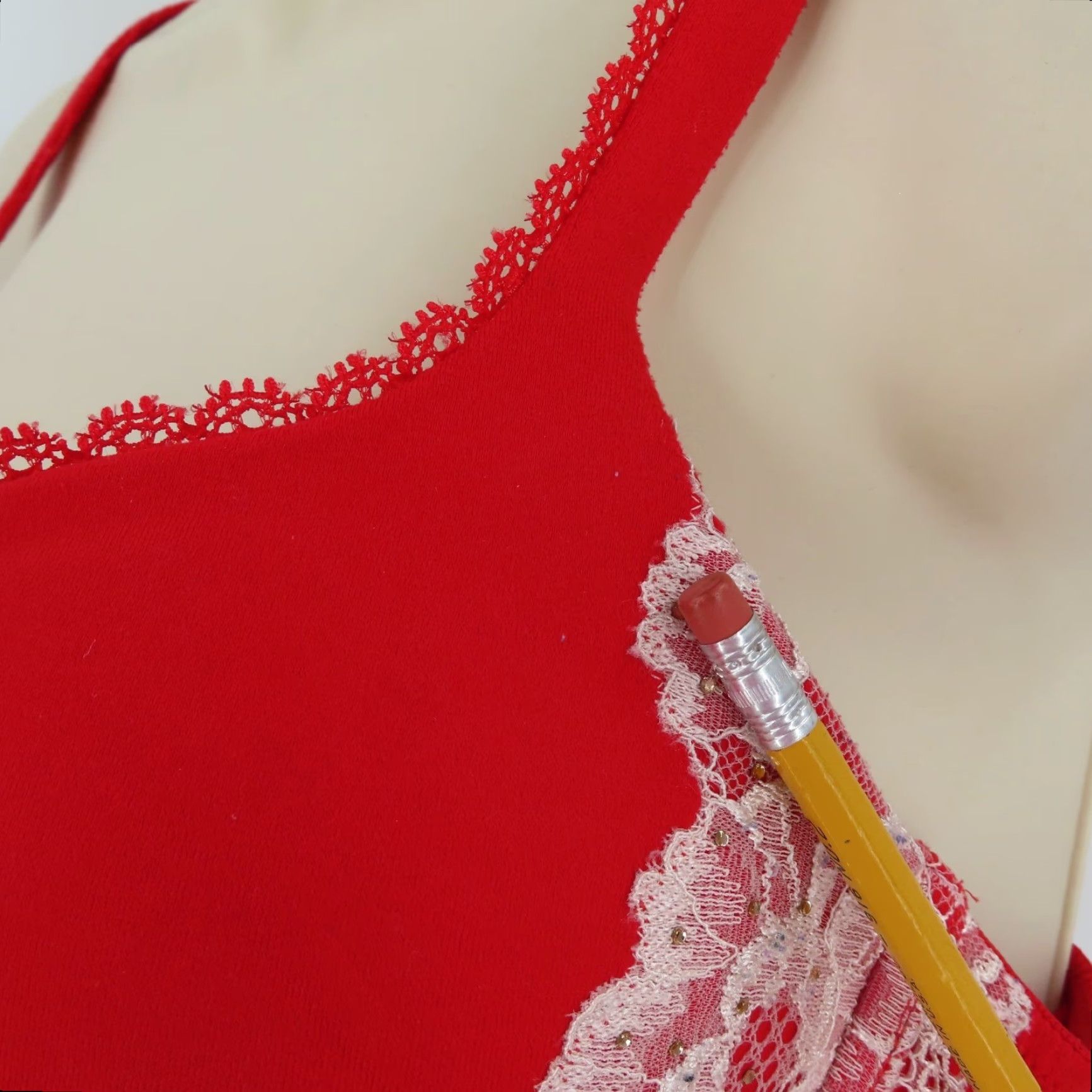 Victoria's Secret Victoria's Secret Body by Victoria Lined Demi Bra 34D Red Lace Trim Bow Underwire T-Shirt Cup D Women Size ONE SIZE - 7 Thumbnail