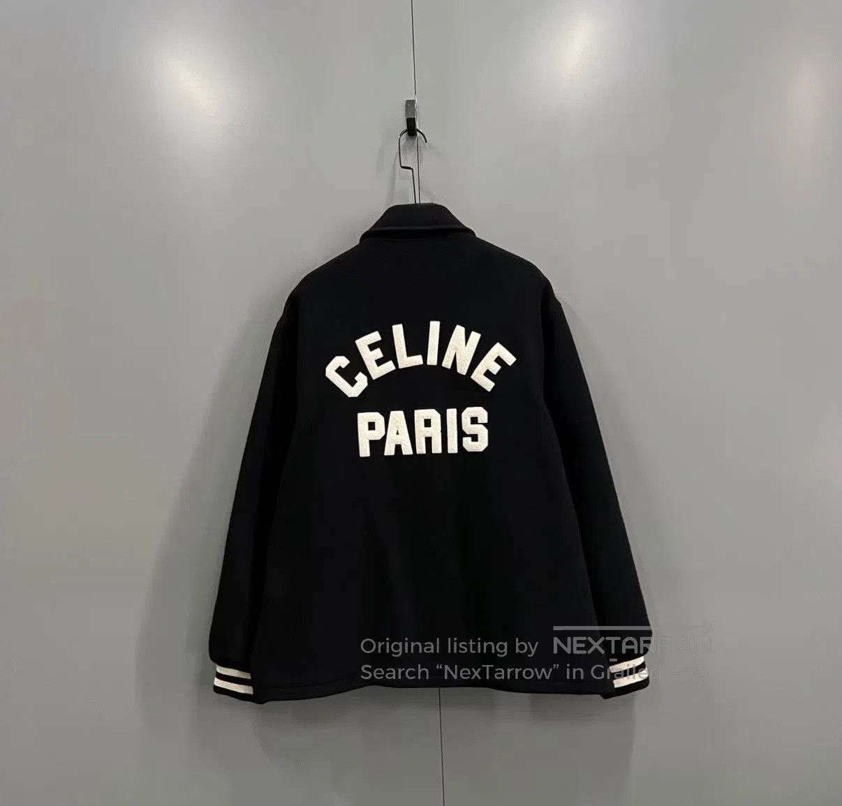 Celine Black Varsity Jacket with 'C' Emblem - Size L. Size US L / EU 52-54 / 3 - 2 Thumbnail
