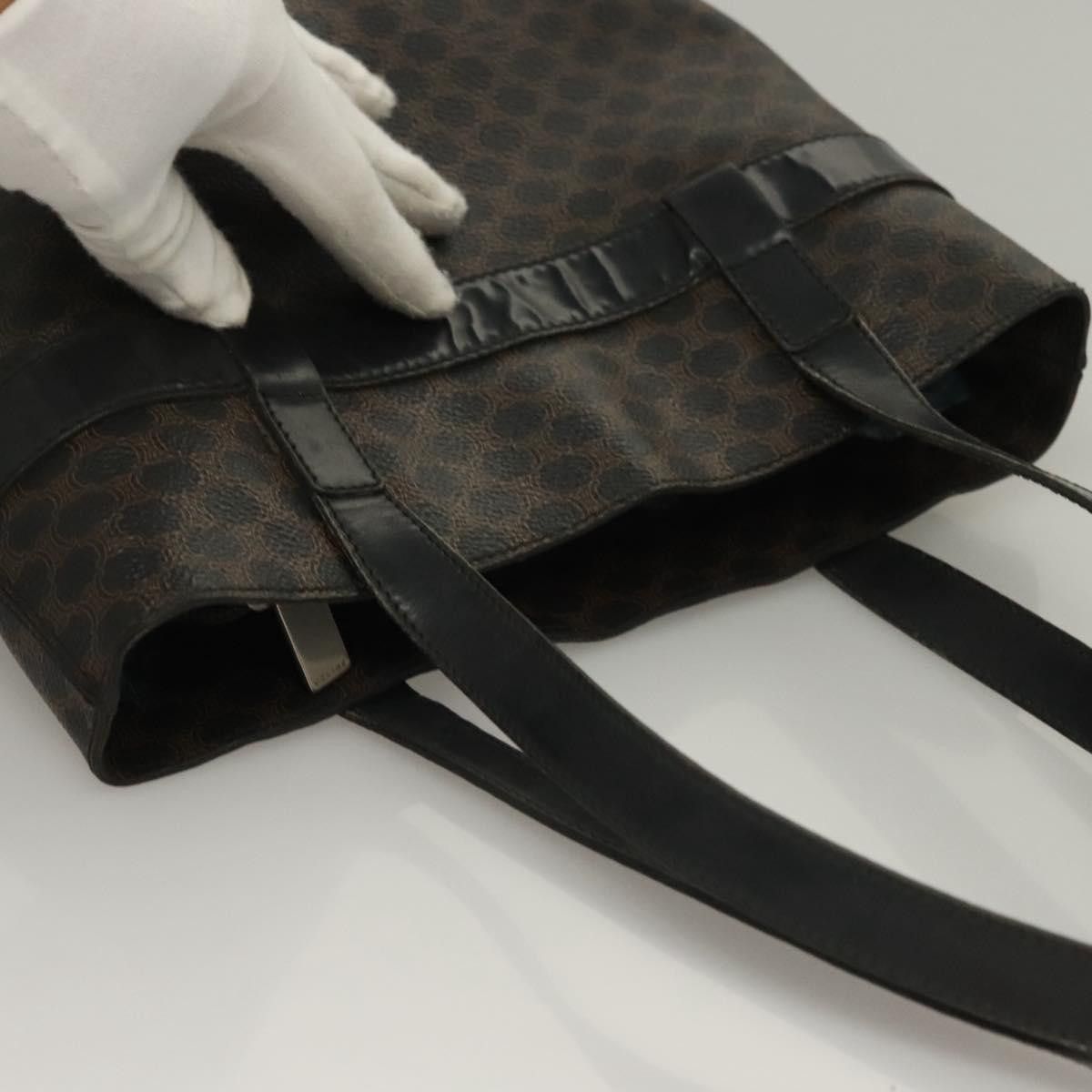 Celine CELINE Macadam Canvas Hand Bag Pvc Leather Black Gold Size ONE SIZE - 6 Thumbnail