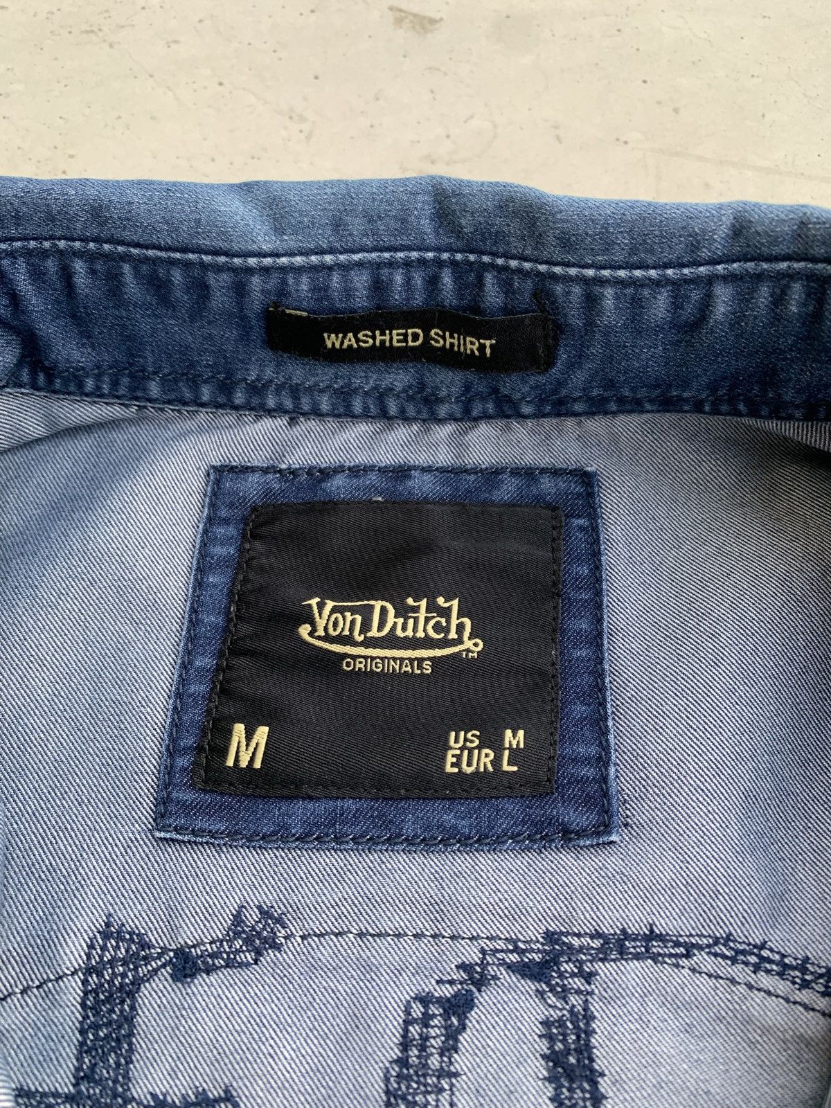 Von Dutch Von Dutch Denim Shirt Vintage Washed Avantgarde Big Logo Size S / US 4 / IT 40 - 10 Thumbnail