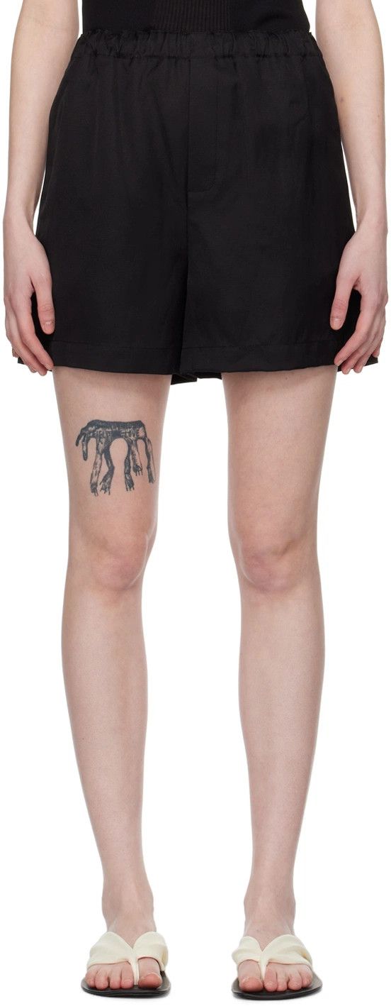 Loulou de Saison o1s22i1n1024 Viscose Linen Seto Shorts in Black Size 27" / US 4 / IT 40 - 1 Thumbnail