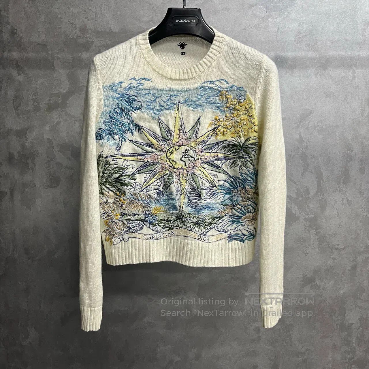 Dior Dior size 40 patterned jacquard round-neck knit sweater| Size L / US 10 / IT 46 - 1 Thumbnail