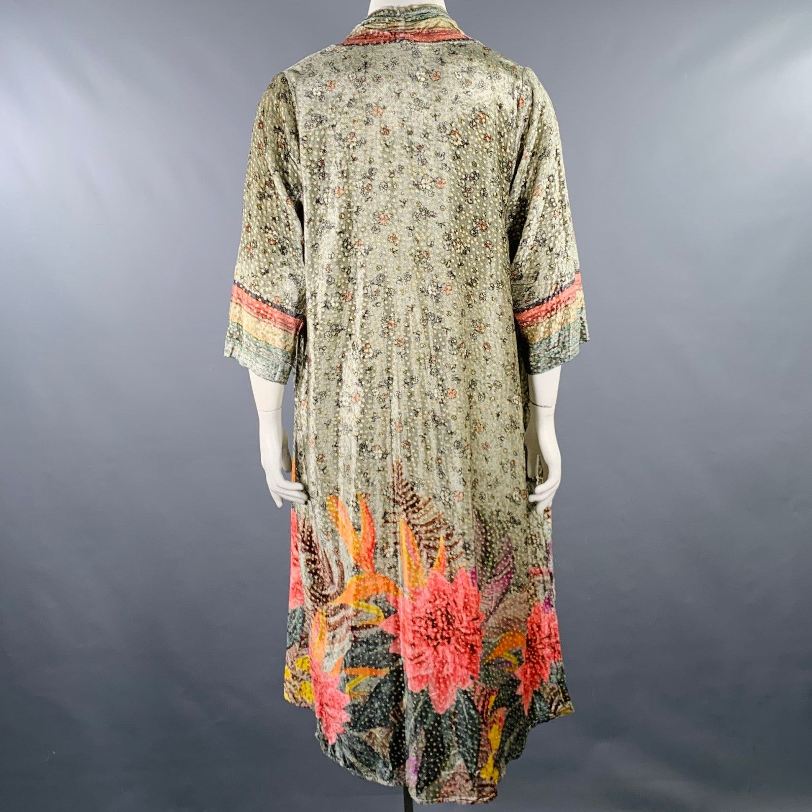 Other BLANK LONDON Green Sage Viscose Floral Open Front Coat Size ONE SIZE - 6 Thumbnail