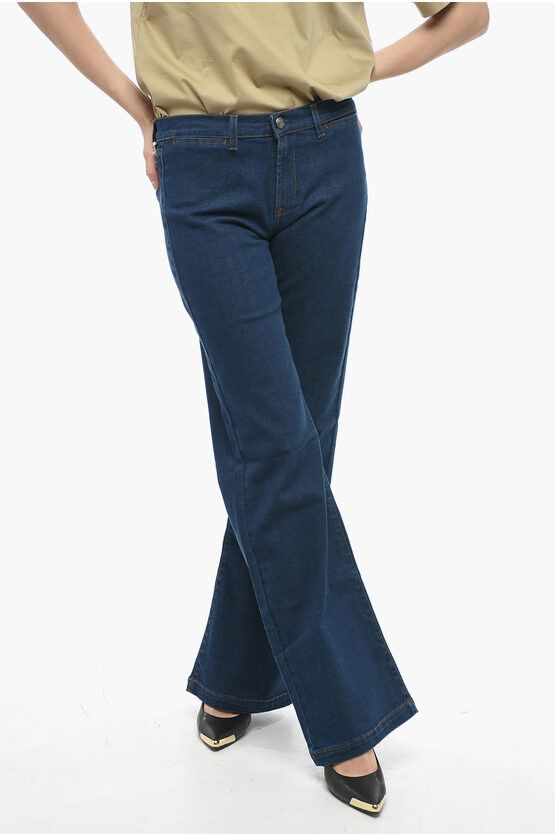 image of Fay Stretchy Rinsed Flared Fit Jeans in Blue, Women's (Size 26)