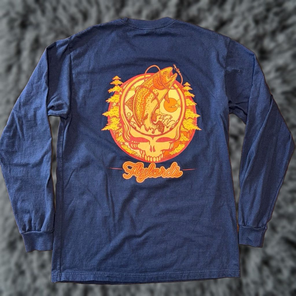 Vintage Flylords Grateful Dead Fishing Stealie Long Sleeve Shirt Large Mens Crew Neck Blue Cotton Knit Size US M / EU 48-50 / 2 - 1 Thumbnail