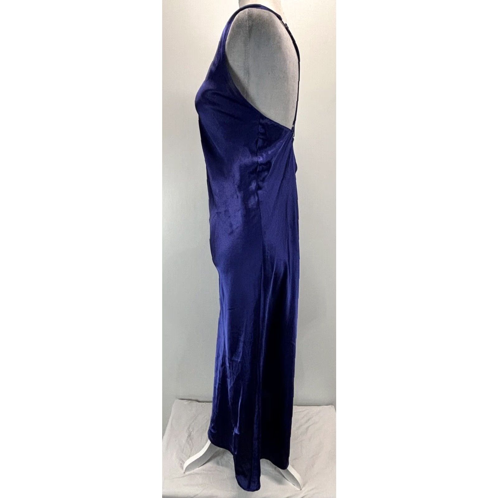 Vintage Frederick's of Hollywood Blue Satin Nightgown Slip Dress Sz Medium Women Open Back Dress Size M / US 6-8 / IT 42-44 - 2 Thumbnail