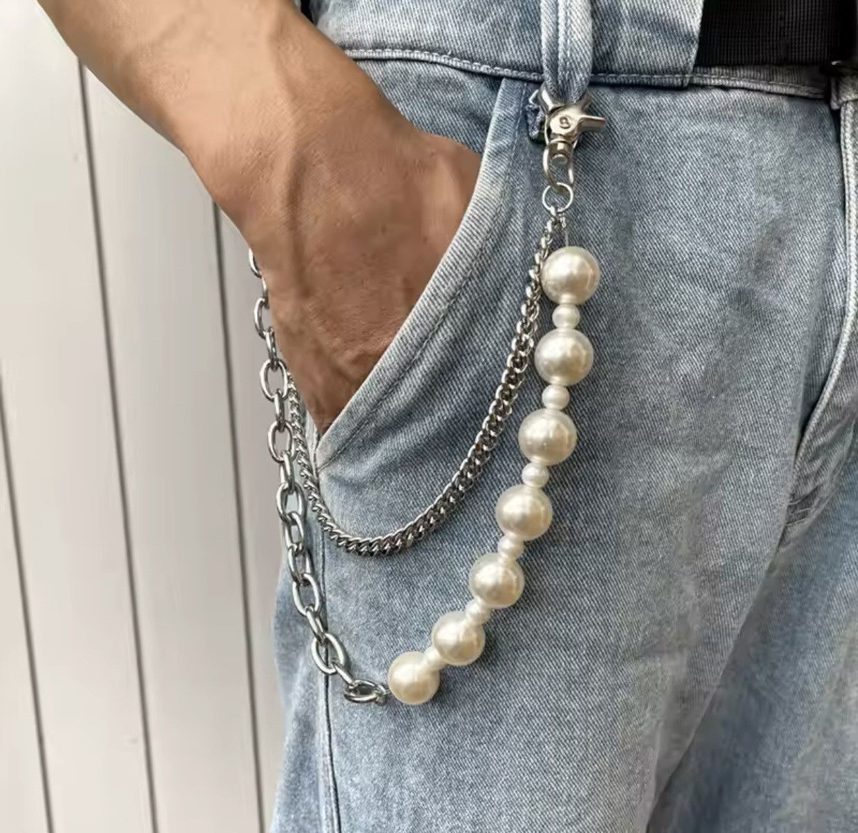 Jewelry New Irregular Imitation Pearl Waist Chain Key Chain Size ONE SIZE - 5 Thumbnail