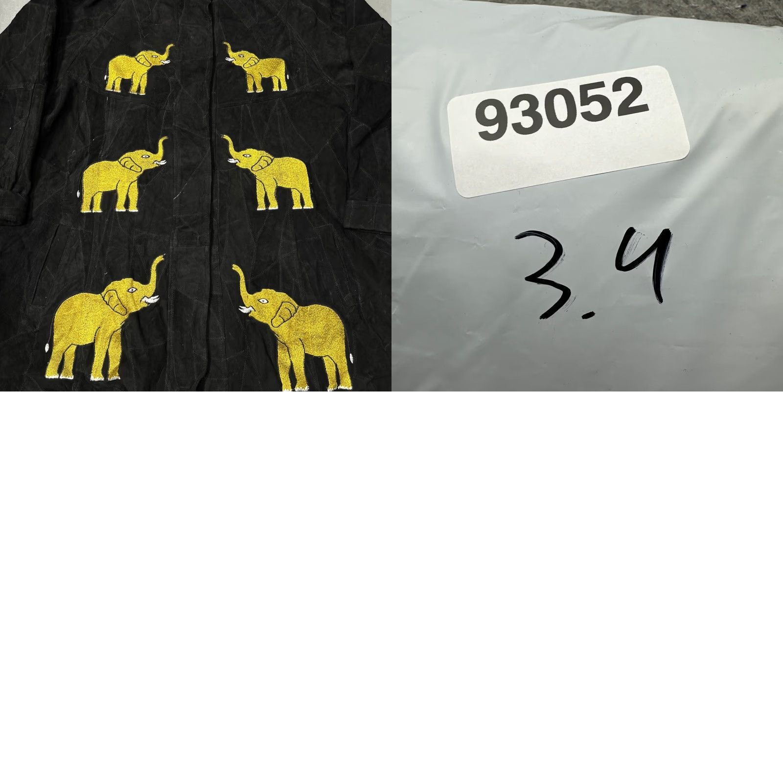 Vintage VINTAGE The African Star Leather Coat Jacket OSFA Womens Medium Elephant Black Yellow Coat Size M / US 6-8 / IT 42-44 - 9 Thumbnail