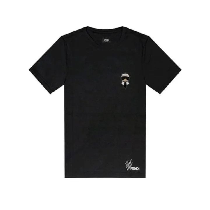 Fendi Fendi Black Short Sleeve T-Shirt with Signature -2507 Size US M / EU 48-50 / 2 - 1 Thumbnail
