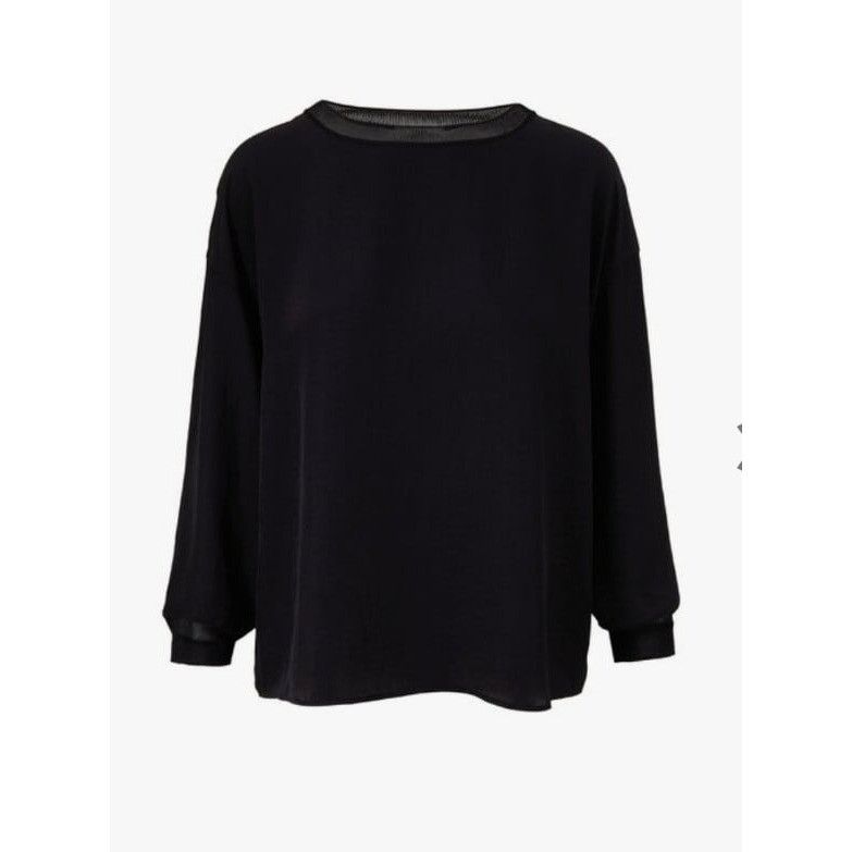 Vince Vince Rib Trim Boat Neck Long Sleeve Top Japanese Fabric Bla Size M / US 6-8 / IT 42-44 - 4 Thumbnail