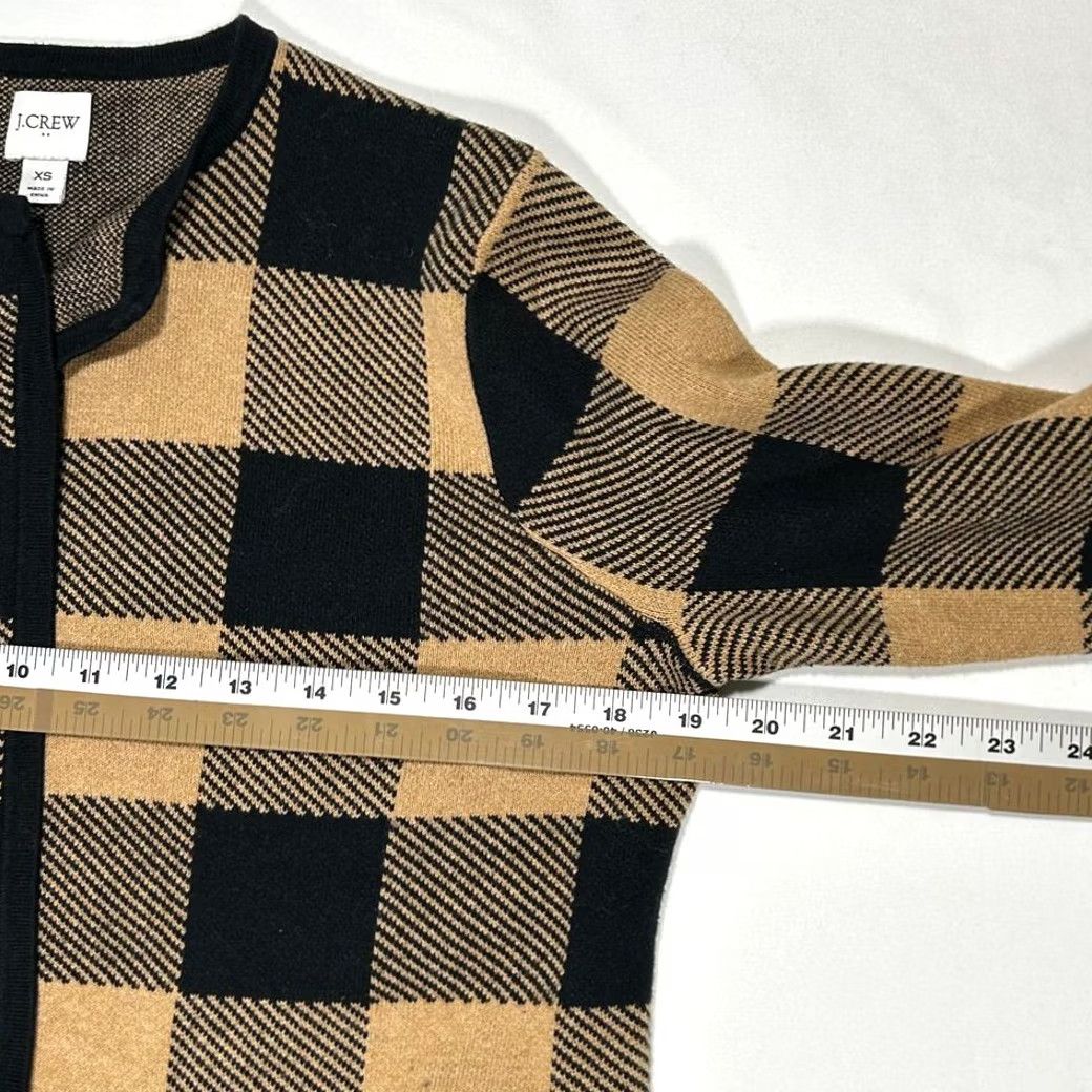 Vintage VINTAGE J Crew Cardigan Buffalo Check Open Front Brown Tan XS Women Sweater Coat Plaid Size XS / US 0-2 / IT 36-38 - 8 Thumbnail