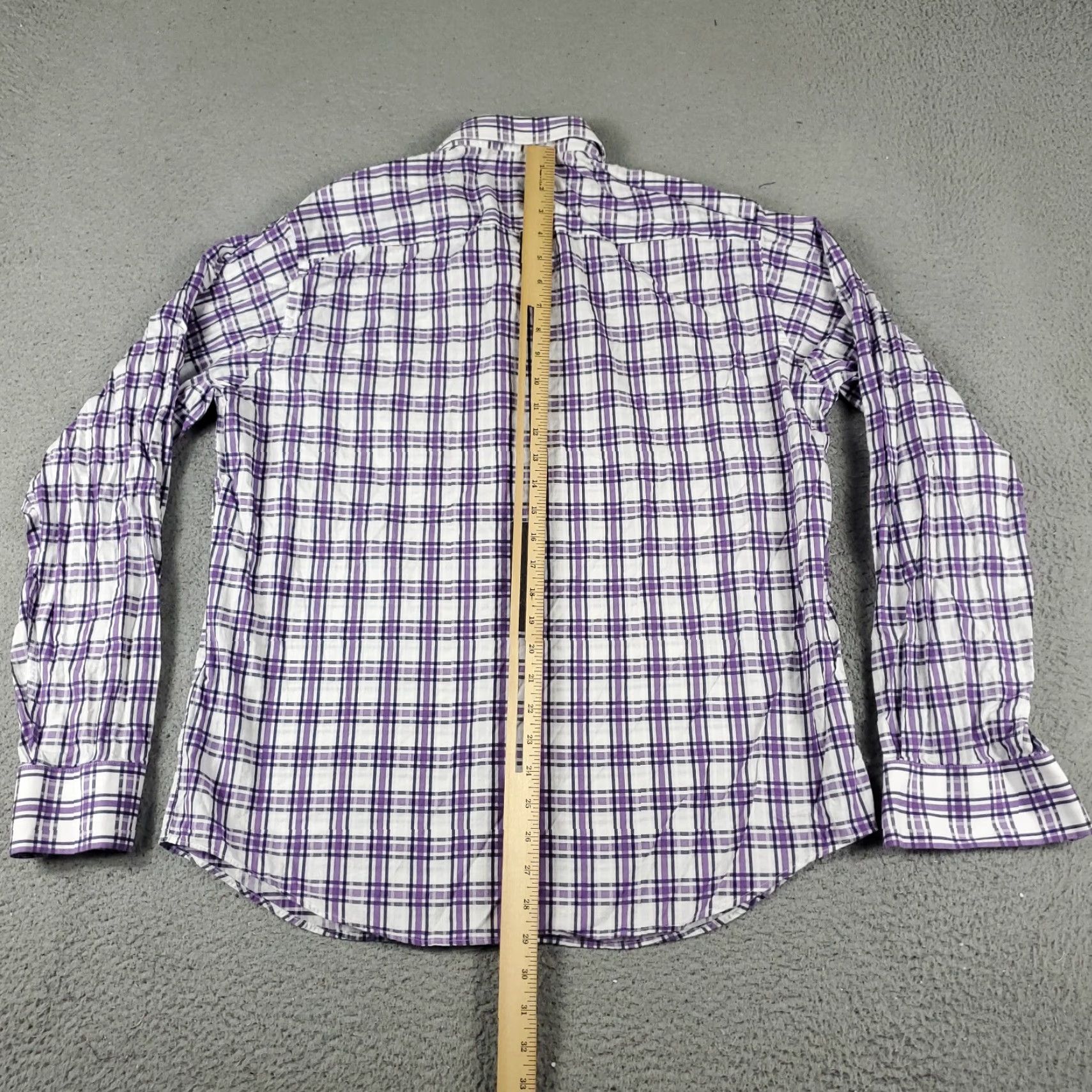 BUGATCHI Bugatchi Uomo Button-Up Shirt Mens Large Purple Plaid Classic Fit Long Sleeve Size US L / EU 52-54 / 3 - 3 Thumbnail