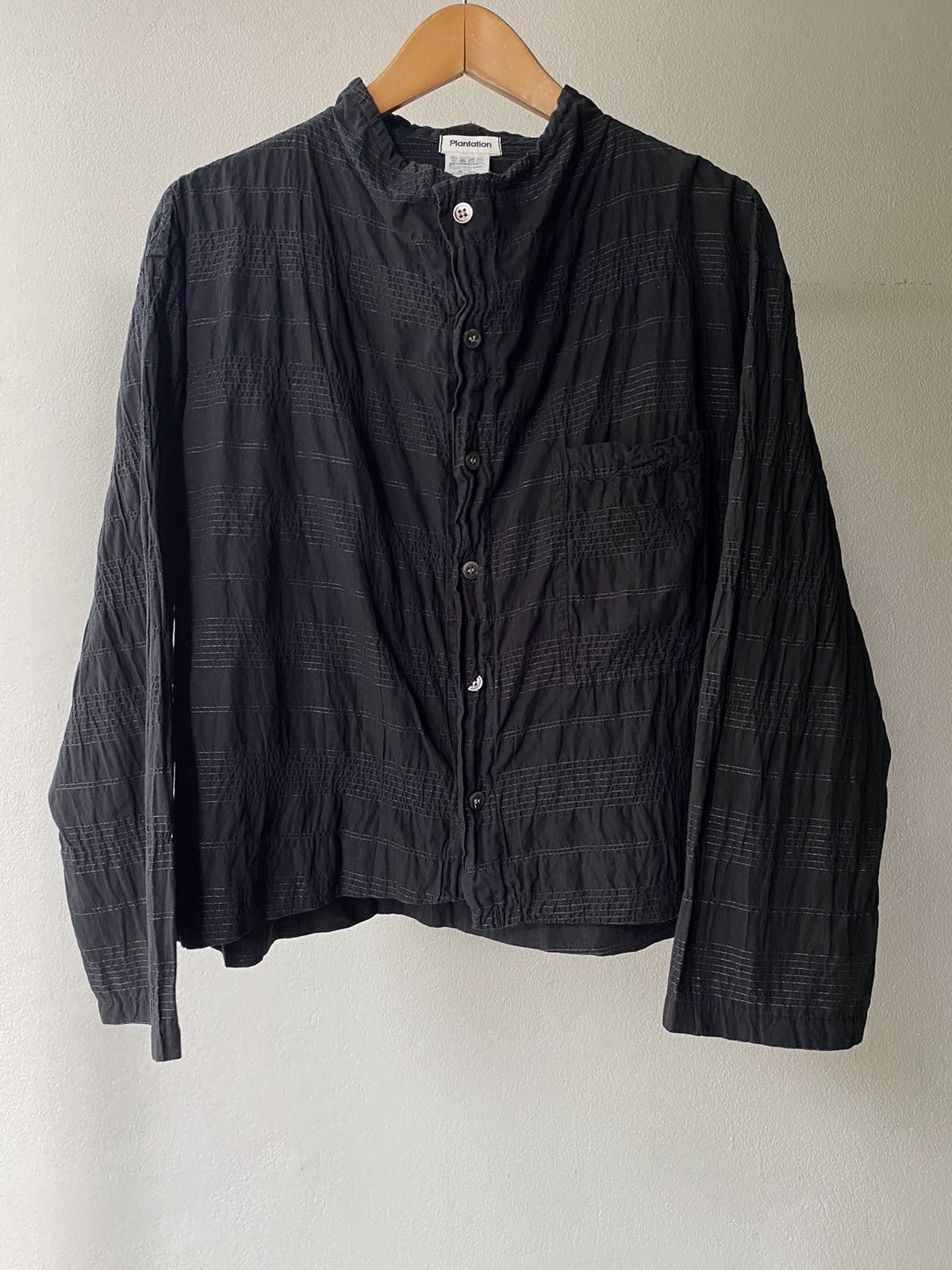 Issey Miyake Plantation Black Ruched Long-Sleeve Blouse Size M / US 6-8 / IT 42-44 - 18 Thumbnail