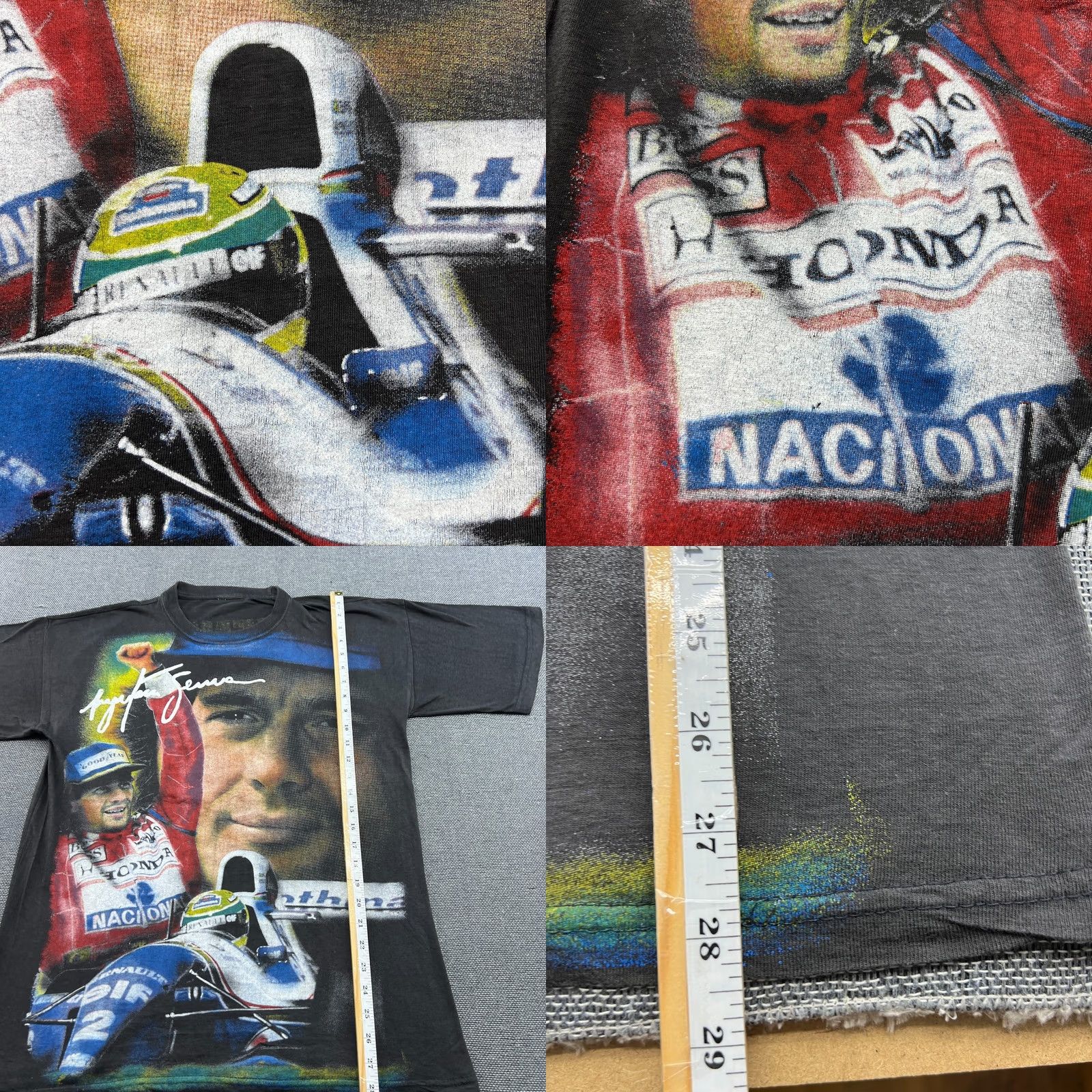Vintage VINTAGE 90s Ayrton Senna Formula 1 Racing T Shirt Adult M Black McLaren AOP Men Size US M / EU 48-50 / 2 - 8 Thumbnail