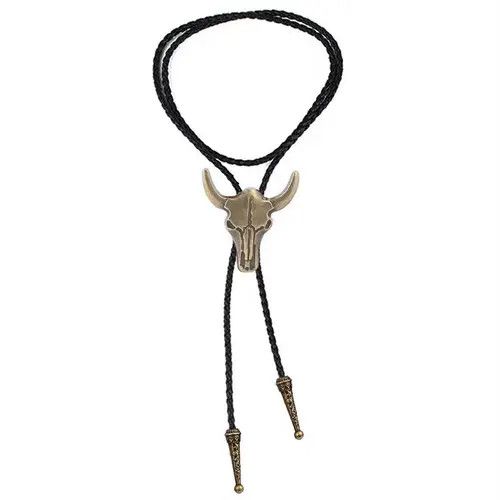 Other Adjustable Bull Head Leather Rope Bolo Tie Size ONE SIZE - 3 Thumbnail