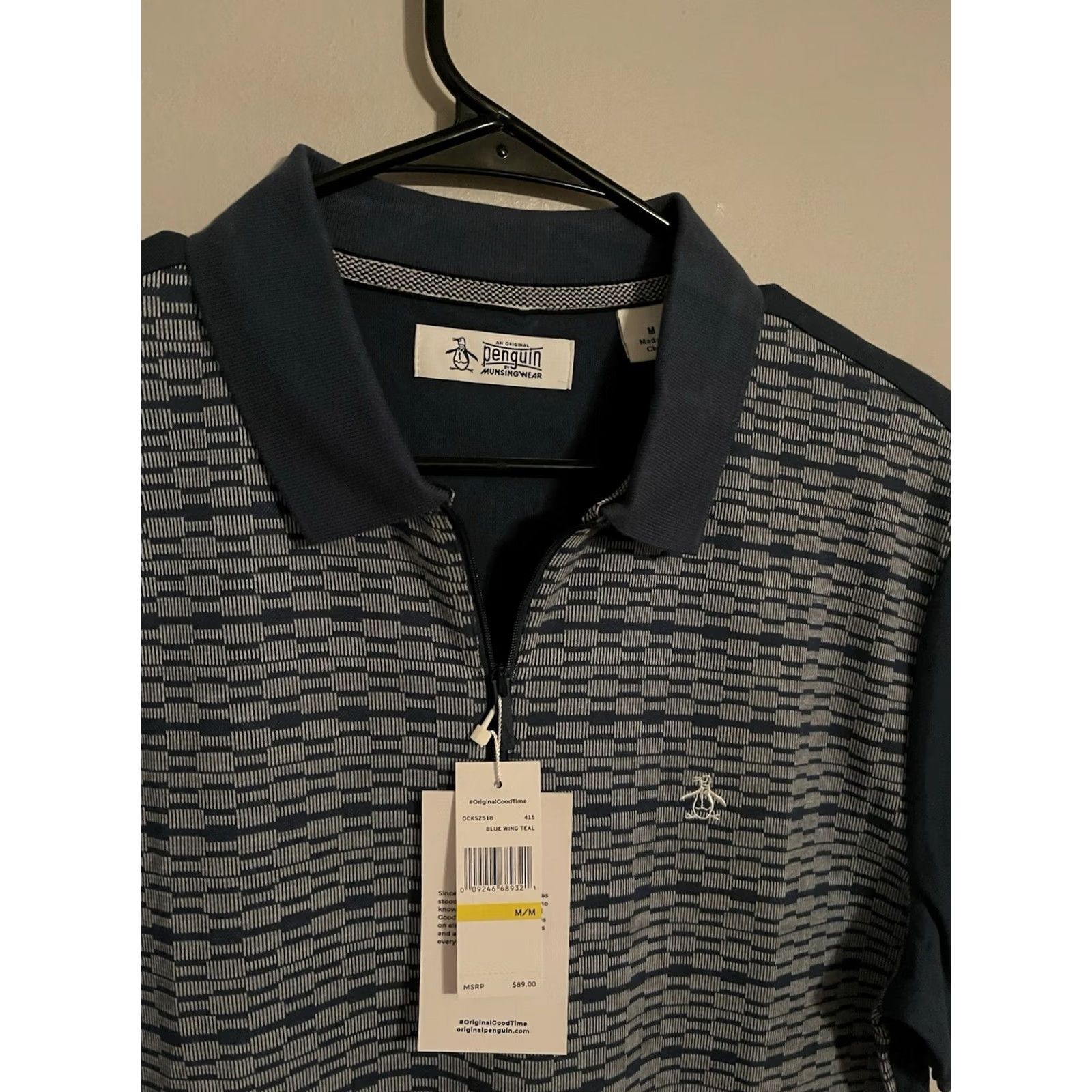 Vintage Penguin by Musingwear Polo Shirt Blue Wing Teal 1/4 Zip S/S Men Medium -New- Size US M / EU 48-50 / 2 - 3 Thumbnail