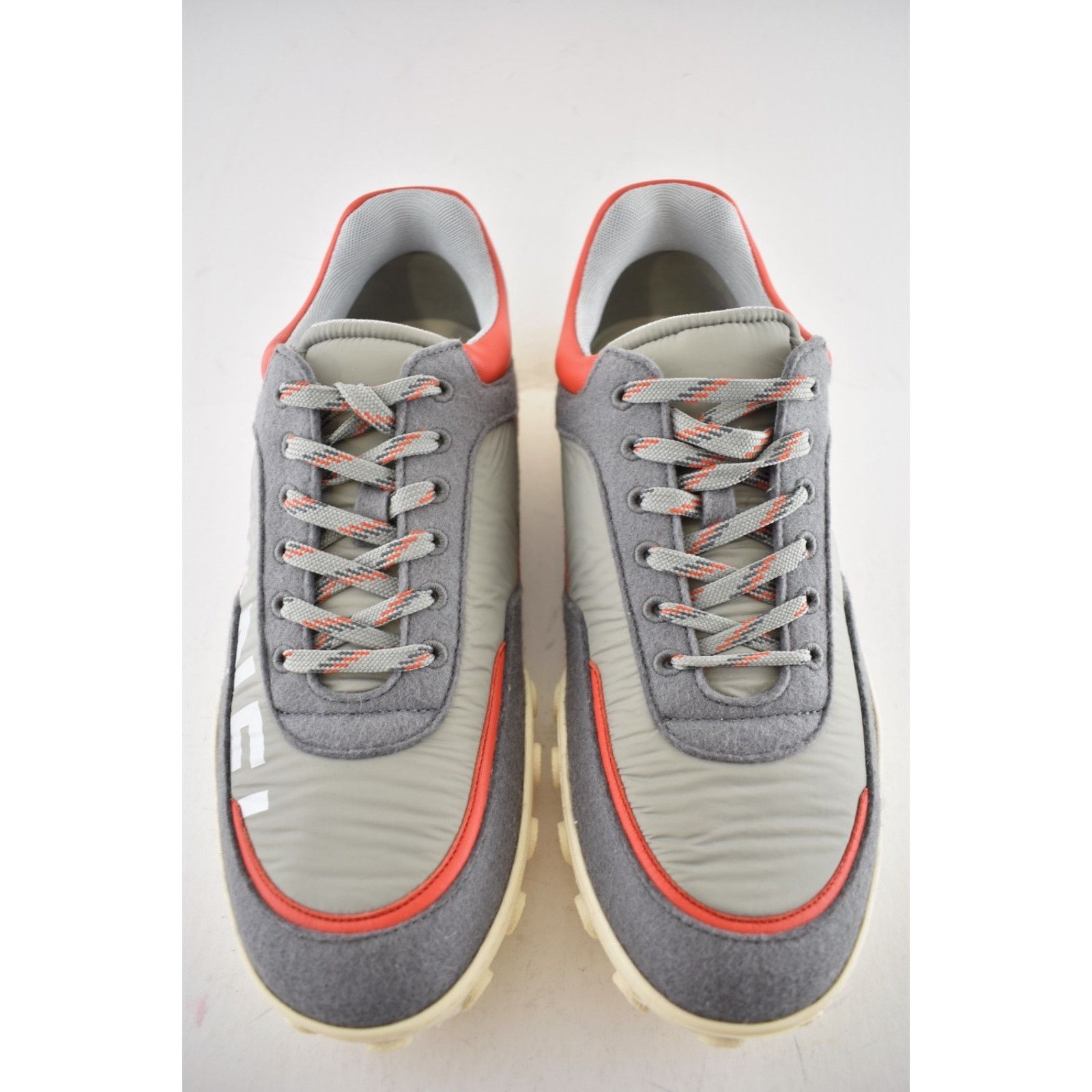 Chanel Chanel Mens 18K Grey Orange Nylon CC Logo Lace Up Low Size US 11 / EU 44 - 7 Thumbnail