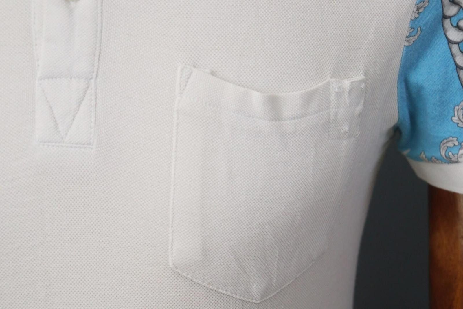 Versace Versace White Cotton Collar Chest Popover Polo Shirt Size 10 Size US M / EU 48-50 / 2 - 5 Thumbnail