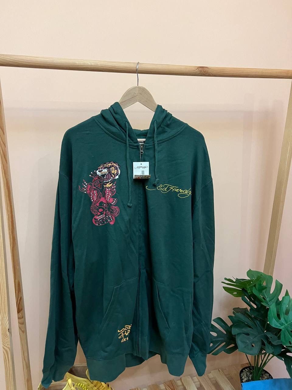 Christian Audigier × Ed Hardy NEW! Ed Hardy Tiger ZIP UP HOODIE VINTAGE Patches audiger Size US XXL / EU 58 / 5 - 7 Thumbnail