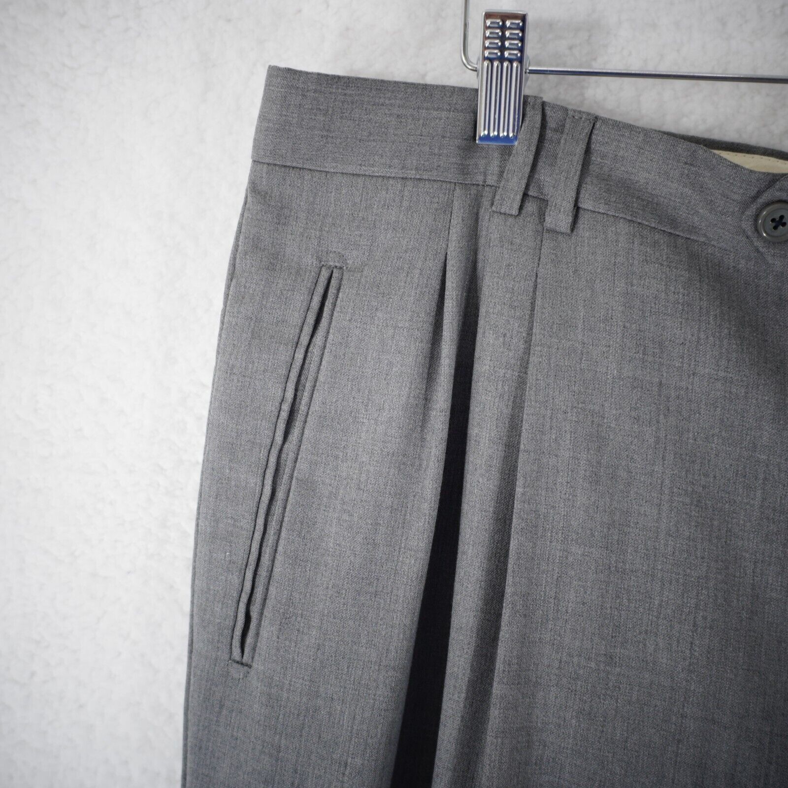 Other Acquaviva Tabaldo Togna Super 100's Wool Pleated Cuffed Gray Size 36R - 3 Thumbnail
