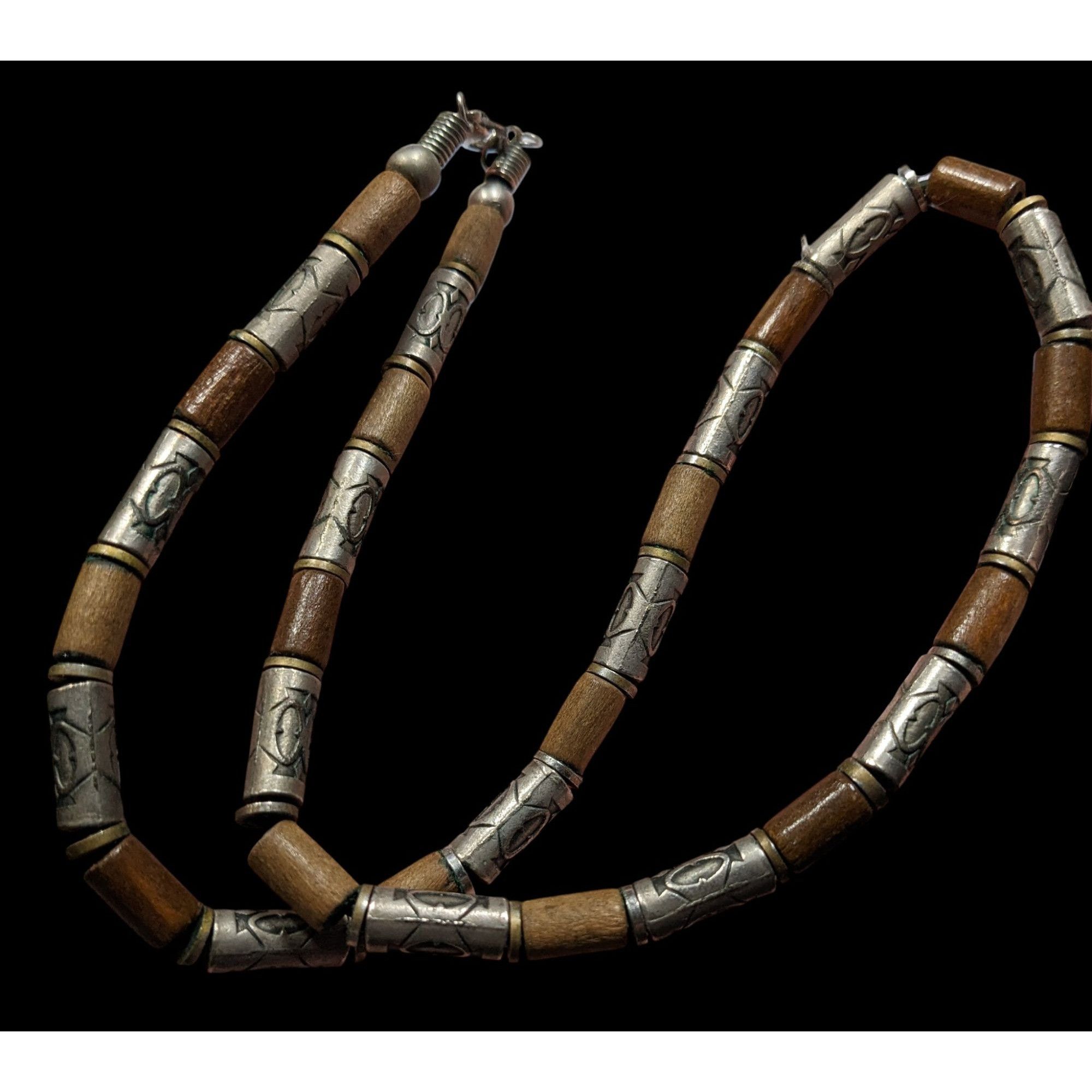 Other Vintage 90s Wooden & Silver-Tone Tribal Necklace Size ONE SIZE - 3 Thumbnail