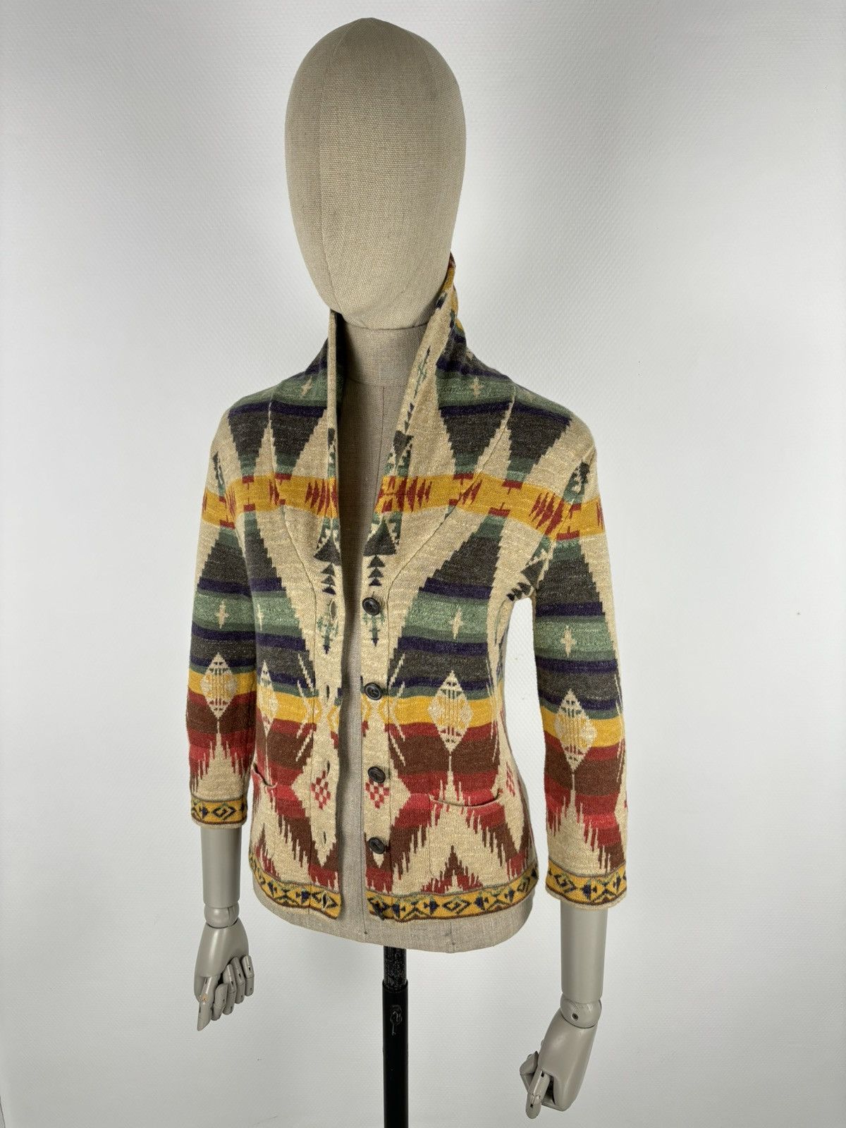 Denim & Supply Ralph Lauren × Polo Ralph Lauren × Ralph Lauren RARE Aztec Navajo Southwestern Shawl Tribal Cardigan Sweater Jacket Jumper Size S / US 4 / IT 40 - 10 Thumbnail