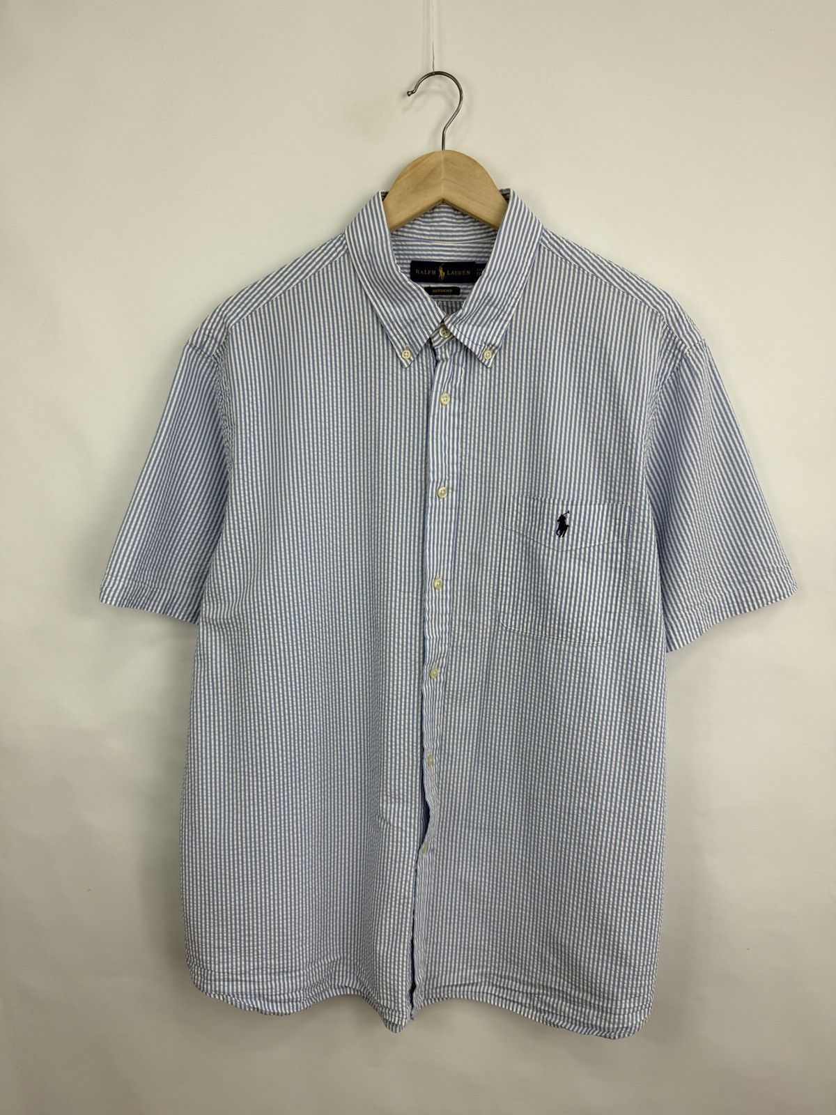 Polo Ralph Lauren 🌺 Vintage Y2K Ralph Lauren Seersucker Shirt Rare Retro Hype Size US XXL / EU 58 / 5 - 3 Thumbnail