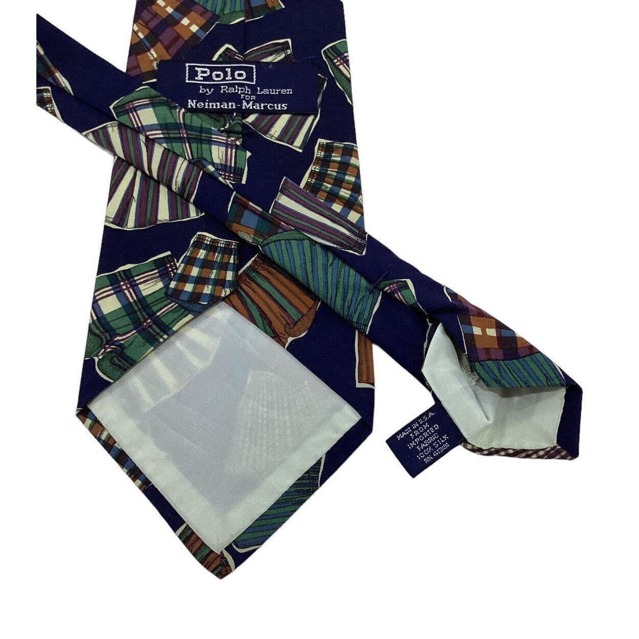 Polo Ralph Lauren POLO BY RALPH LAUREN Blue Men’s Boxer’s Print Silk Tie Made Size ONE SIZE - 4 Thumbnail