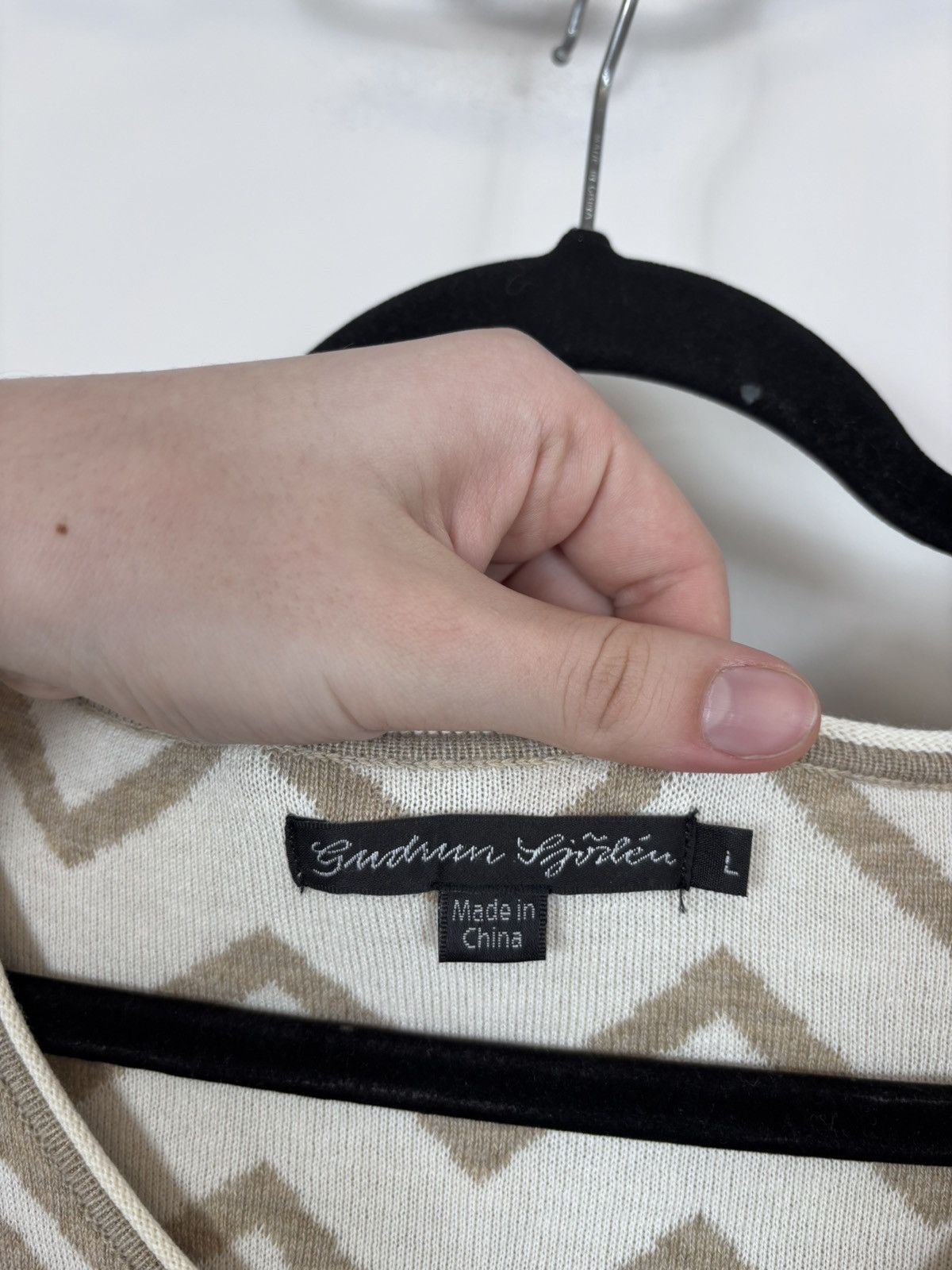 Gudrun Sjoden Gudrun Sjoden Women’s Beige Geometric Knit Cardigan Sweater Size L / US 10 / IT 46 - 10 Thumbnail