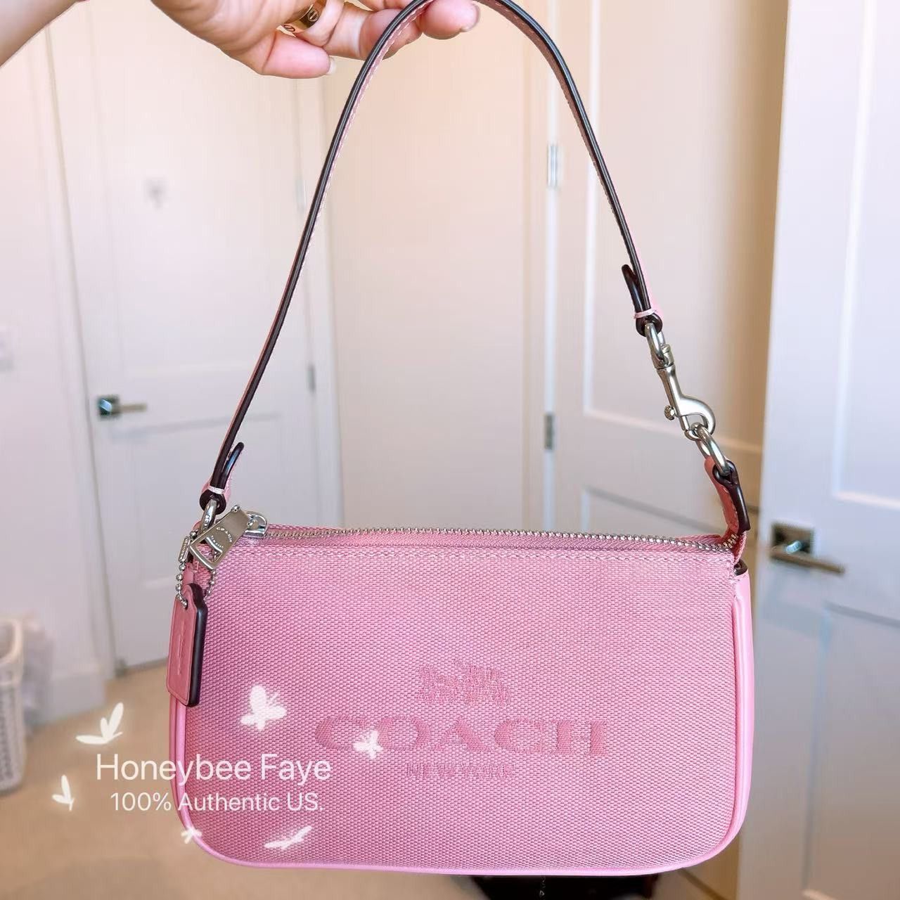 Coach Nolita 19 CU002 Jacquard Pink plus extended strawberry chain Size ONE SIZE - 7 Thumbnail