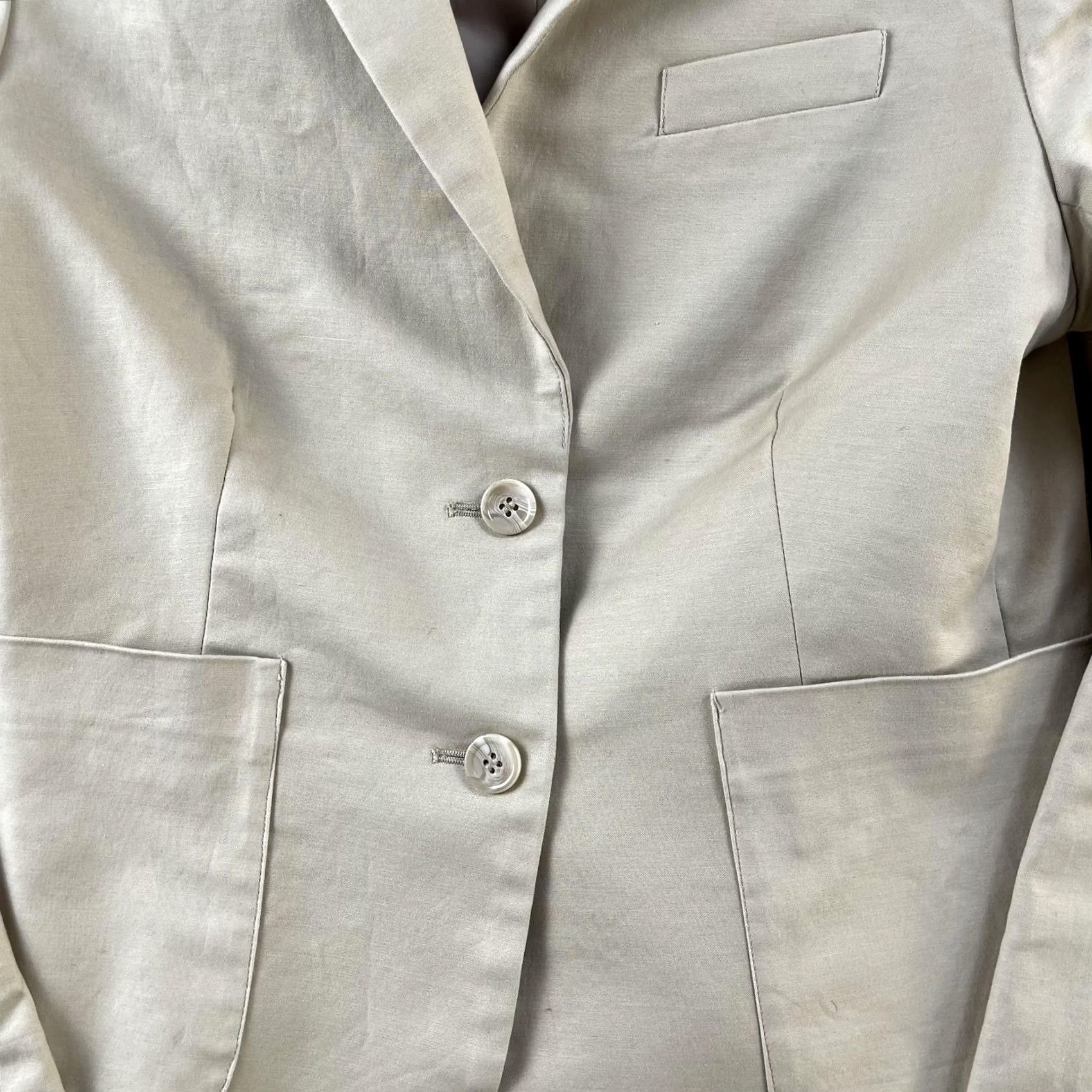 Willi Smith Willi Smith Skirt Suit Womens Medium Beige Two-Button Lined Jacket Skirt Career Set Size 32" / US 10 / IT 46 - 3 Thumbnail