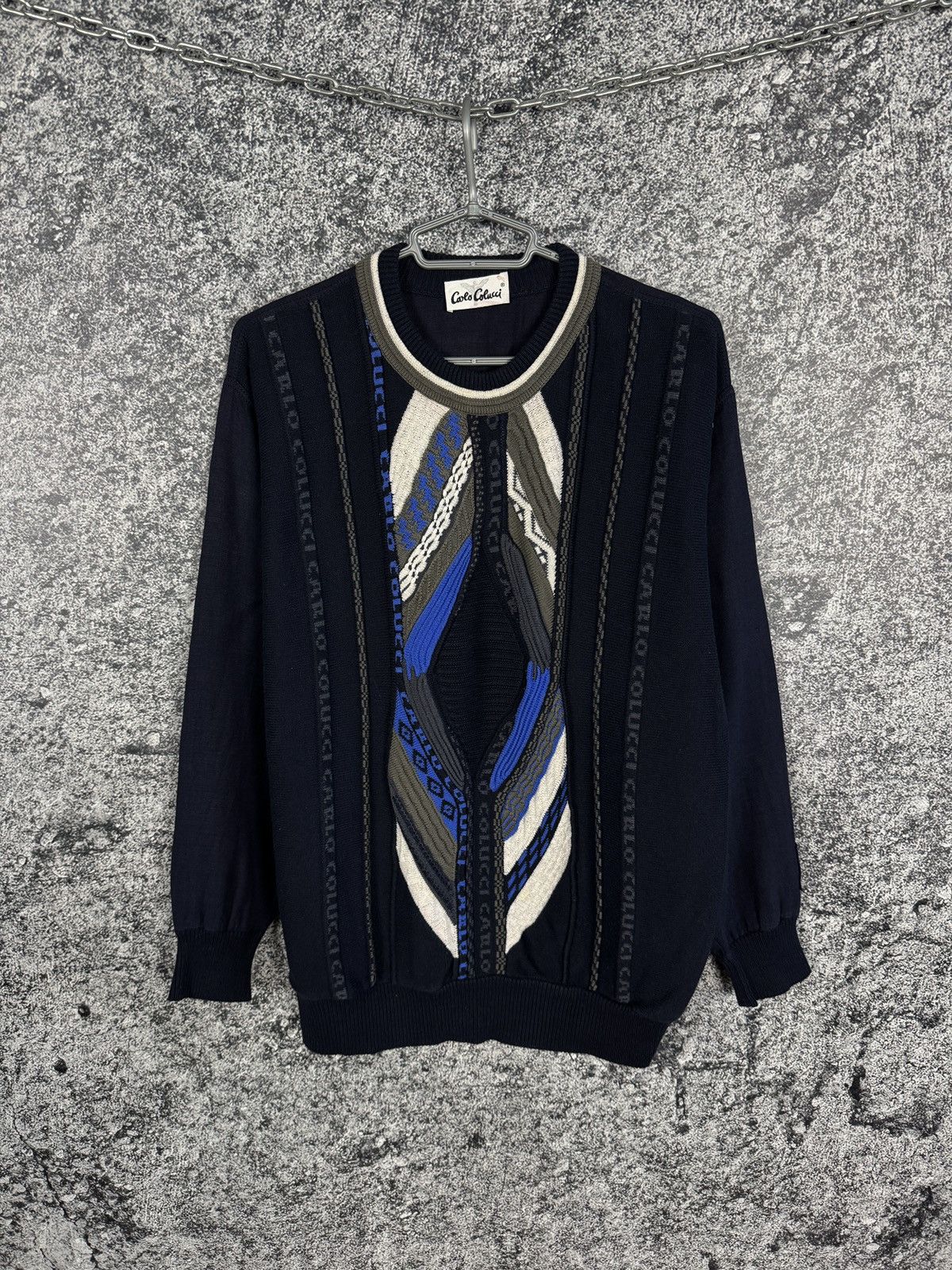 Carlo Colucci Vintage 90s Carlo Colucci 3D Knit Sweater Linen Back Germany Size US L / EU 52-54 / 3 - 1 Thumbnail