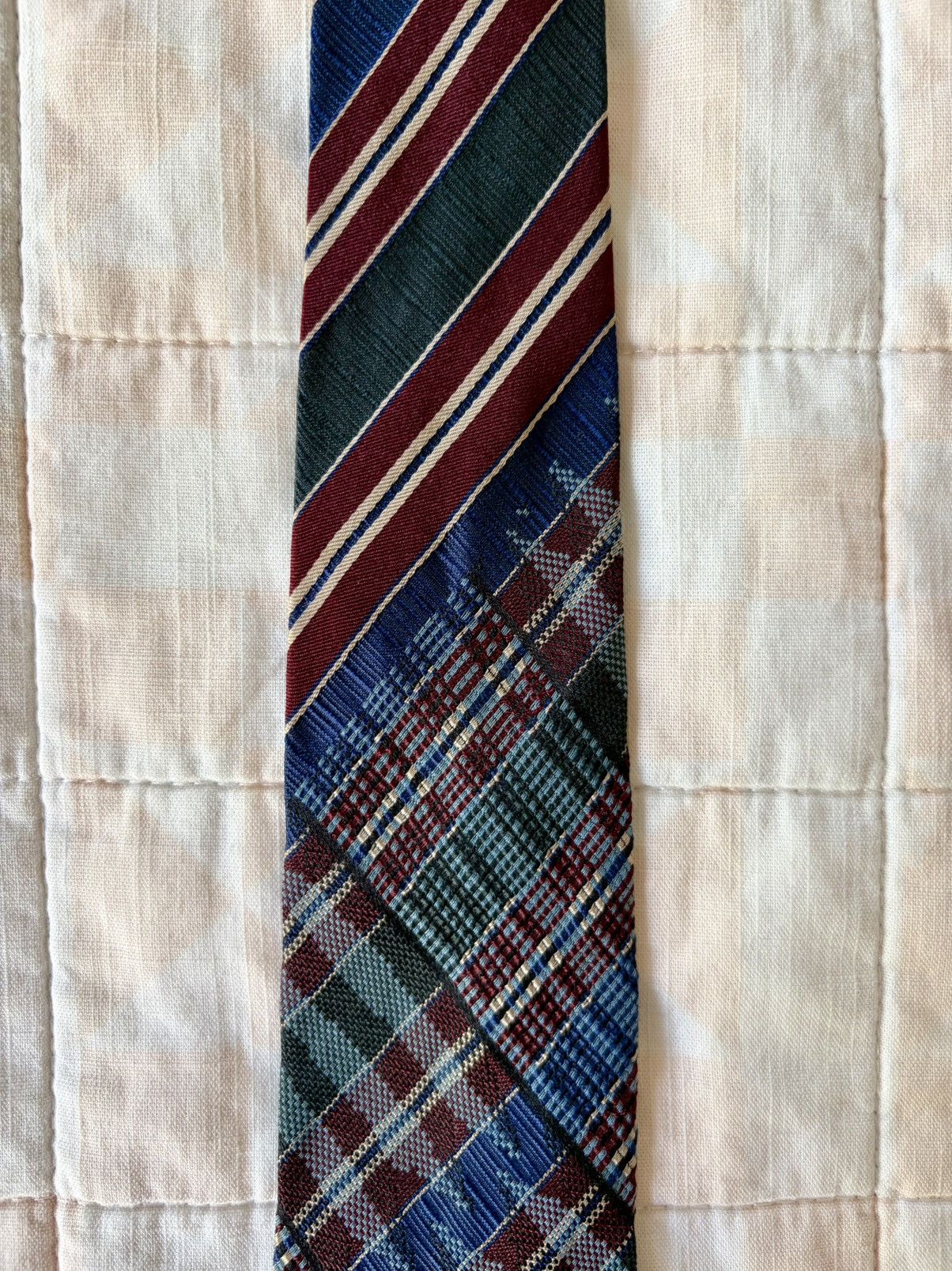 Dries Van Noten Dries Van Noten Silk Cotton Tie Italy Plaid Stripe Size ONE SIZE - 3 Thumbnail