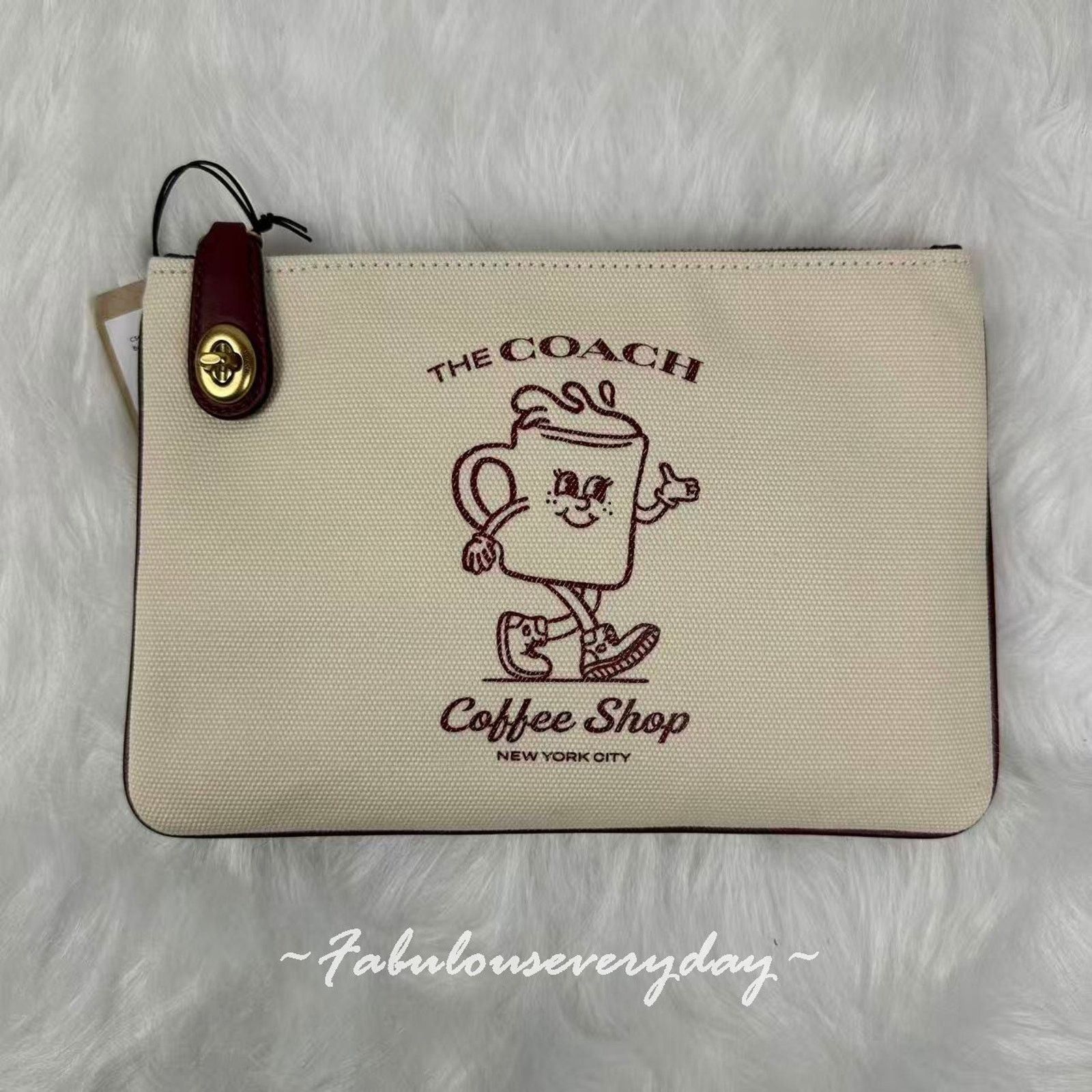 Coach The Coach Coffee Shop Official Pouch Clutch Bag Canvas CS485 Size ONE SIZE - 1 Thumbnail