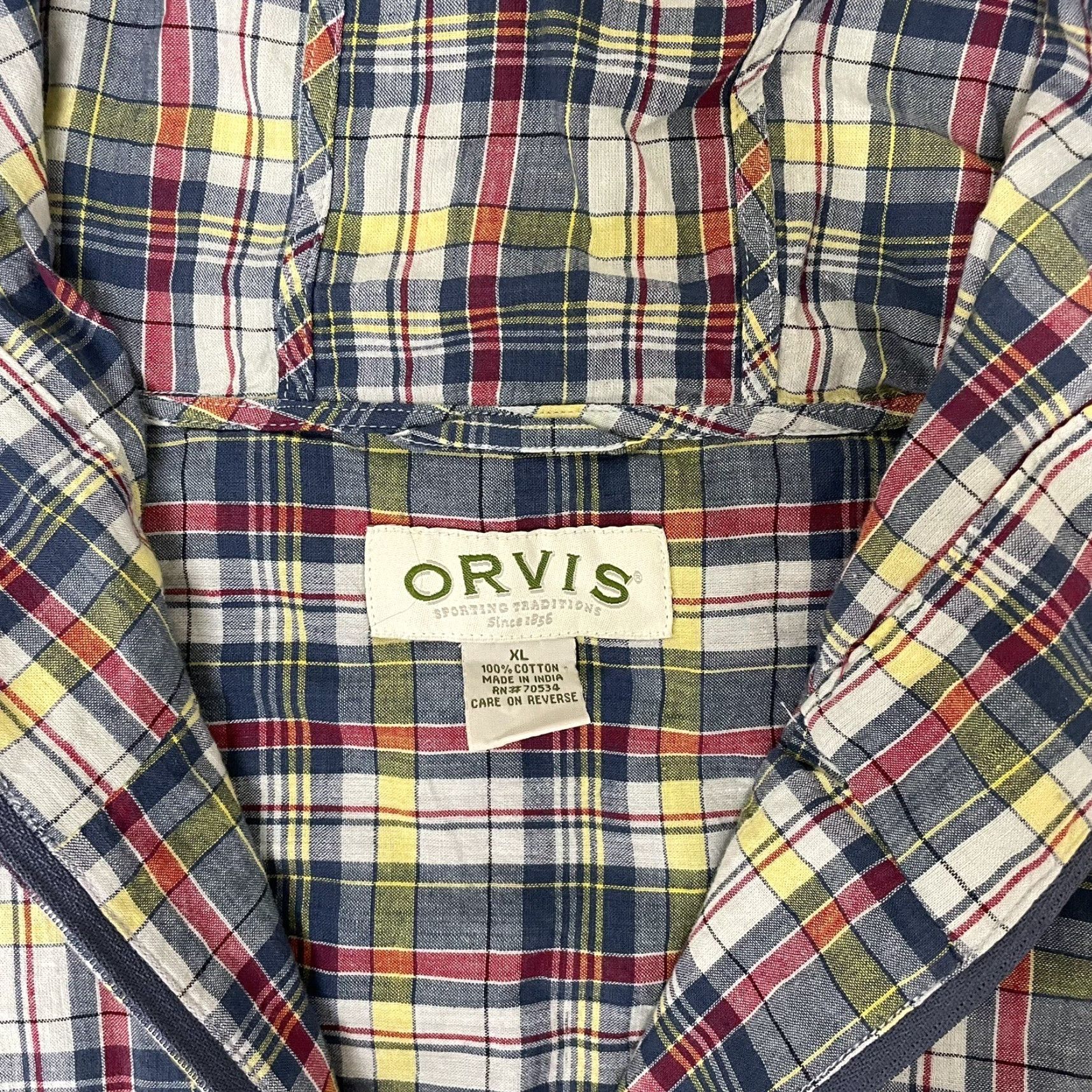Orvis VINTAGE Orvis Plaid Flannel Jacket Hooded Blue Red Yellow XL Full Zip Light-weight Jacket Windbreaker Unisex Adults Mens Womens Size XL / US 12-14 / IT 48-50 - 3 Thumbnail