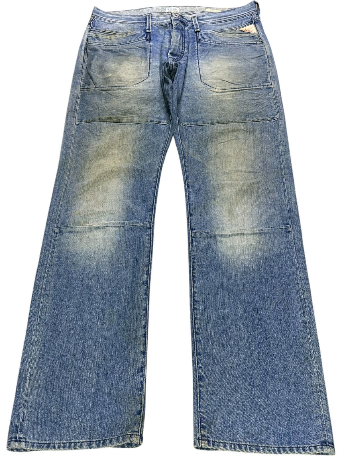 Vintage Replay Button Fly Mud Wash Loose Baggy Jeans