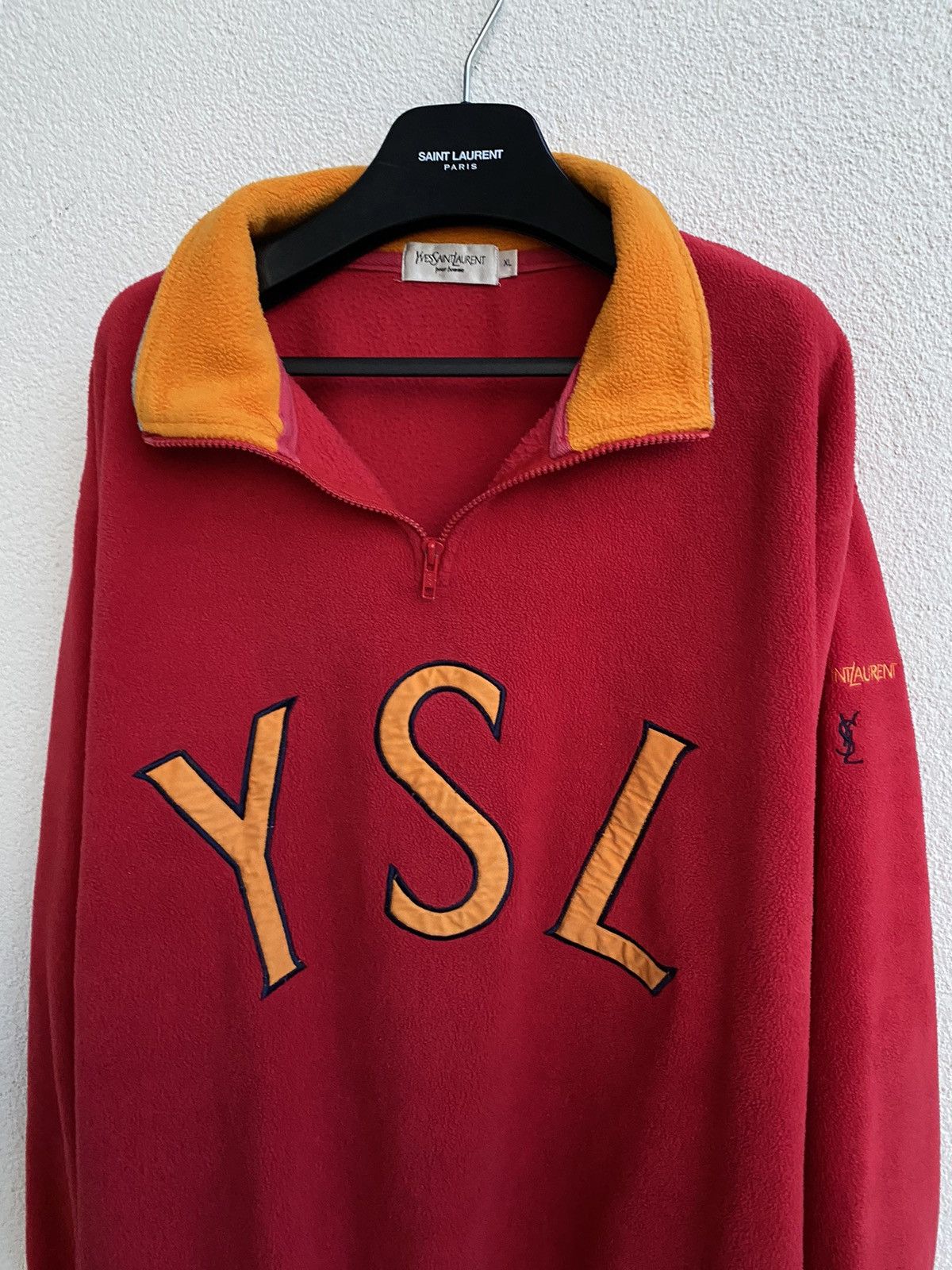 Yves Saint Laurent Fleece YSL Sweatshirt Quarter Zip Big Logo Vintage Sweater Size US XL / EU 56 / 4 - 5 Thumbnail