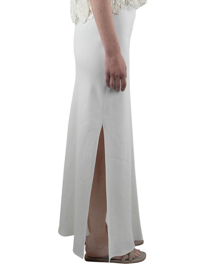 Brunello Cucinelli o1y0725 Maxi Skirt in Light Gray Size 36" / US 14 / IT 50 - 3 Thumbnail