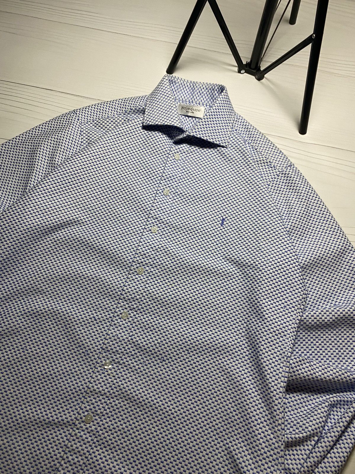 Vintage Vintage Yves Saint Laurent embroidered logo button up shirt Size US L / EU 52-54 / 3 - 23 Thumbnail