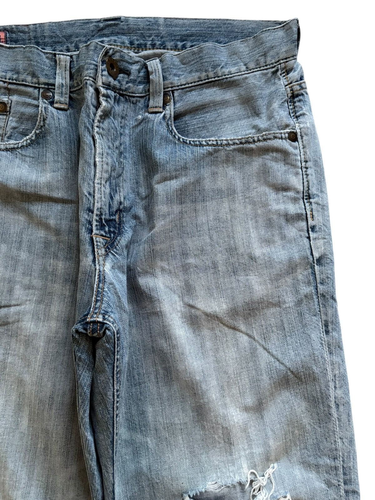 Edwin SALES🔥Vintage Edwin Buckle Back Distressed Baggy Jean Short Size US 35 - 6 Thumbnail