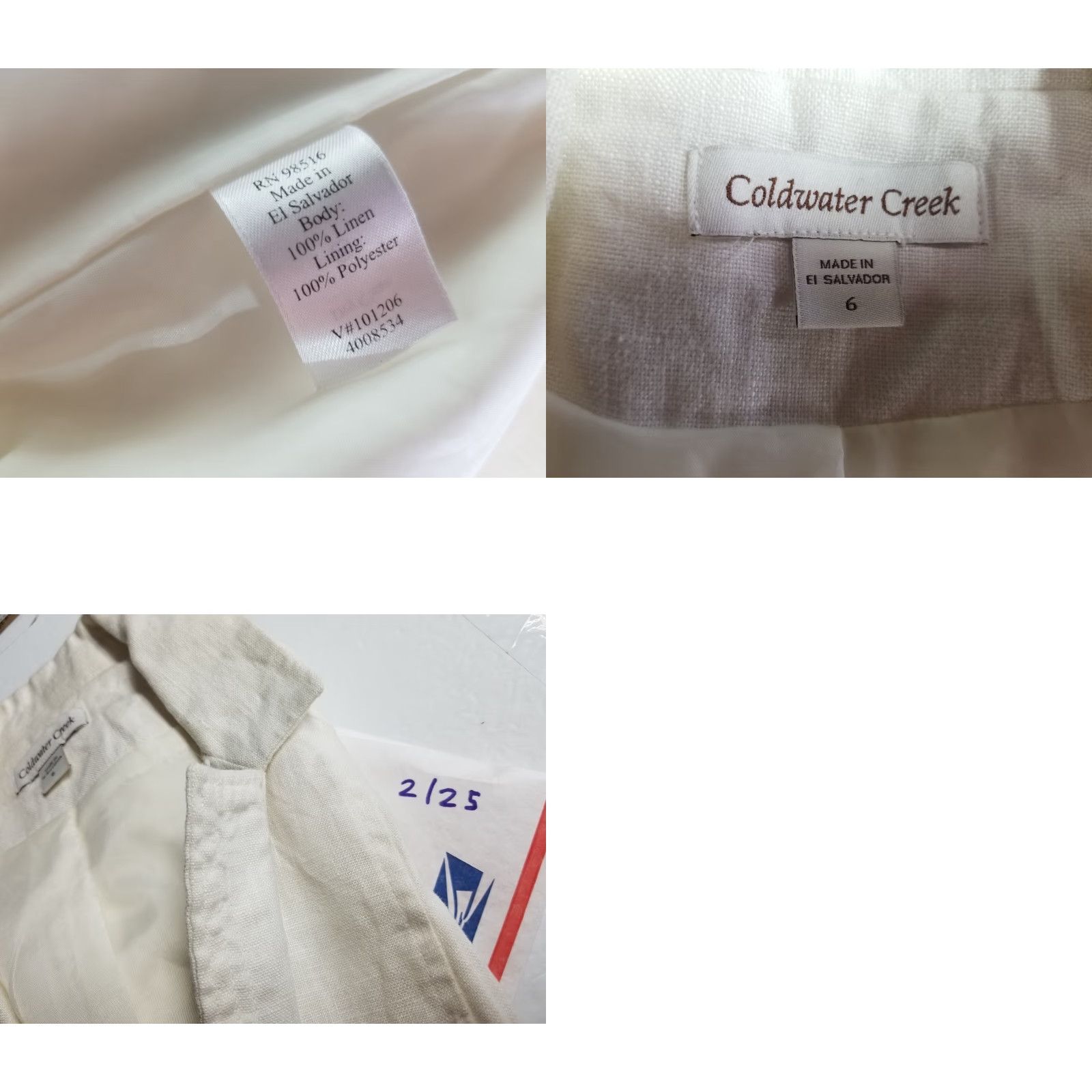 Coldwater Creek Coldwater Creek Jacket Womens 6 White 100% Linen Button Front Long Sleeve Jacket Size M / US 6-8 / IT 42-44 - 9 Thumbnail