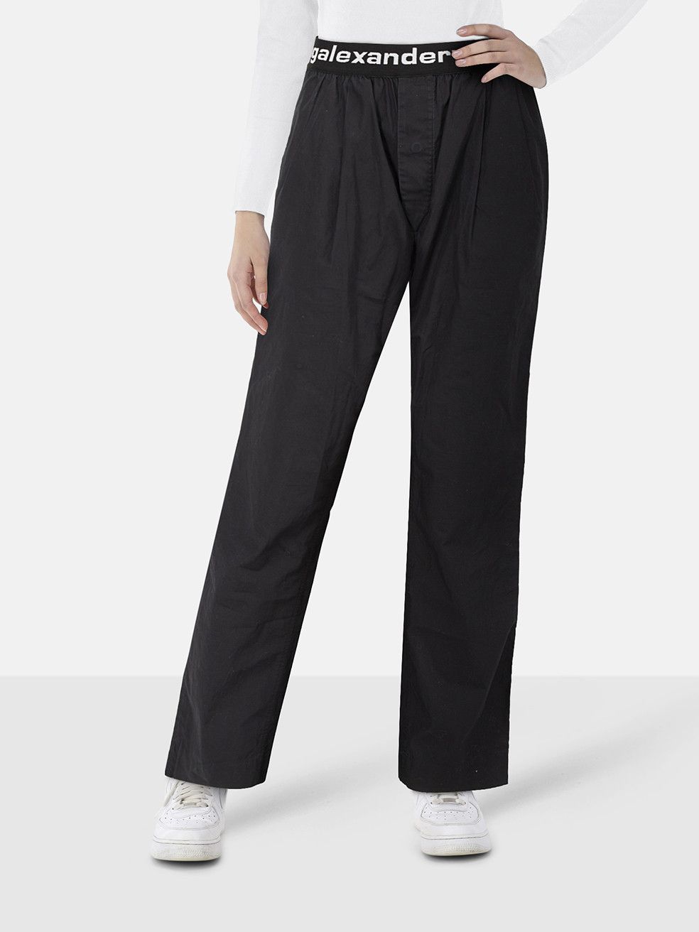 Alexander Wang Black Logo Elastic Waist Trousers Size 26" / US 2 / IT 38 - 1 Thumbnail