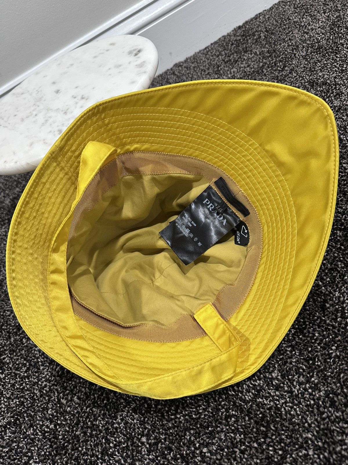 Prada Prada Yellow Re-Nylon Triangle Pouch Logo Bucket Hat Size ONE SIZE - 8 Thumbnail