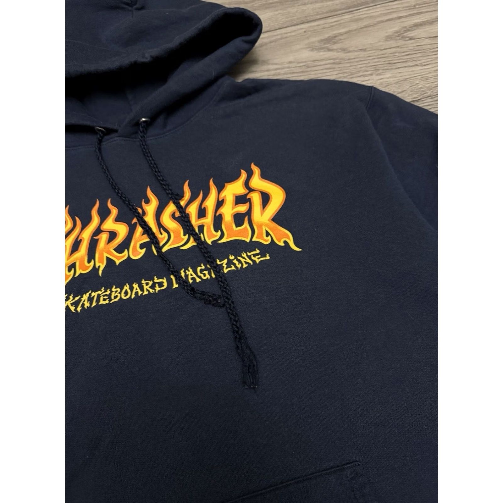 Thrasher VINTAGE Thrasher 90’s Skateboard Magazine Blue Hoodie Flame Logo Hanes Tag Mens M Navy 90s Logo Hoodie Mens M Size US M / EU 48-50 / 2 - 5 Thumbnail