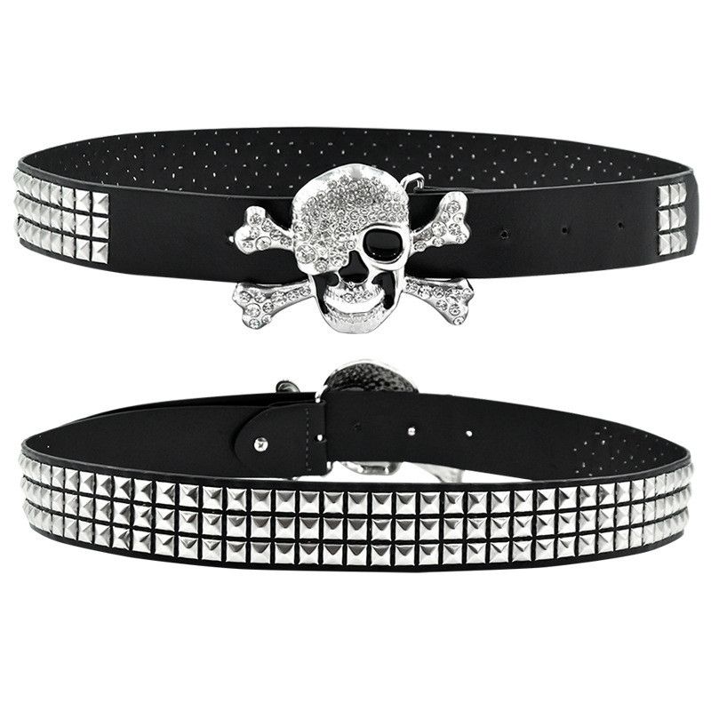 Japanese Brand × Vintage Fashionable Rivet Pyramid Inlaid Skull Buckle Belt Size ONE SIZE - 2 Thumbnail