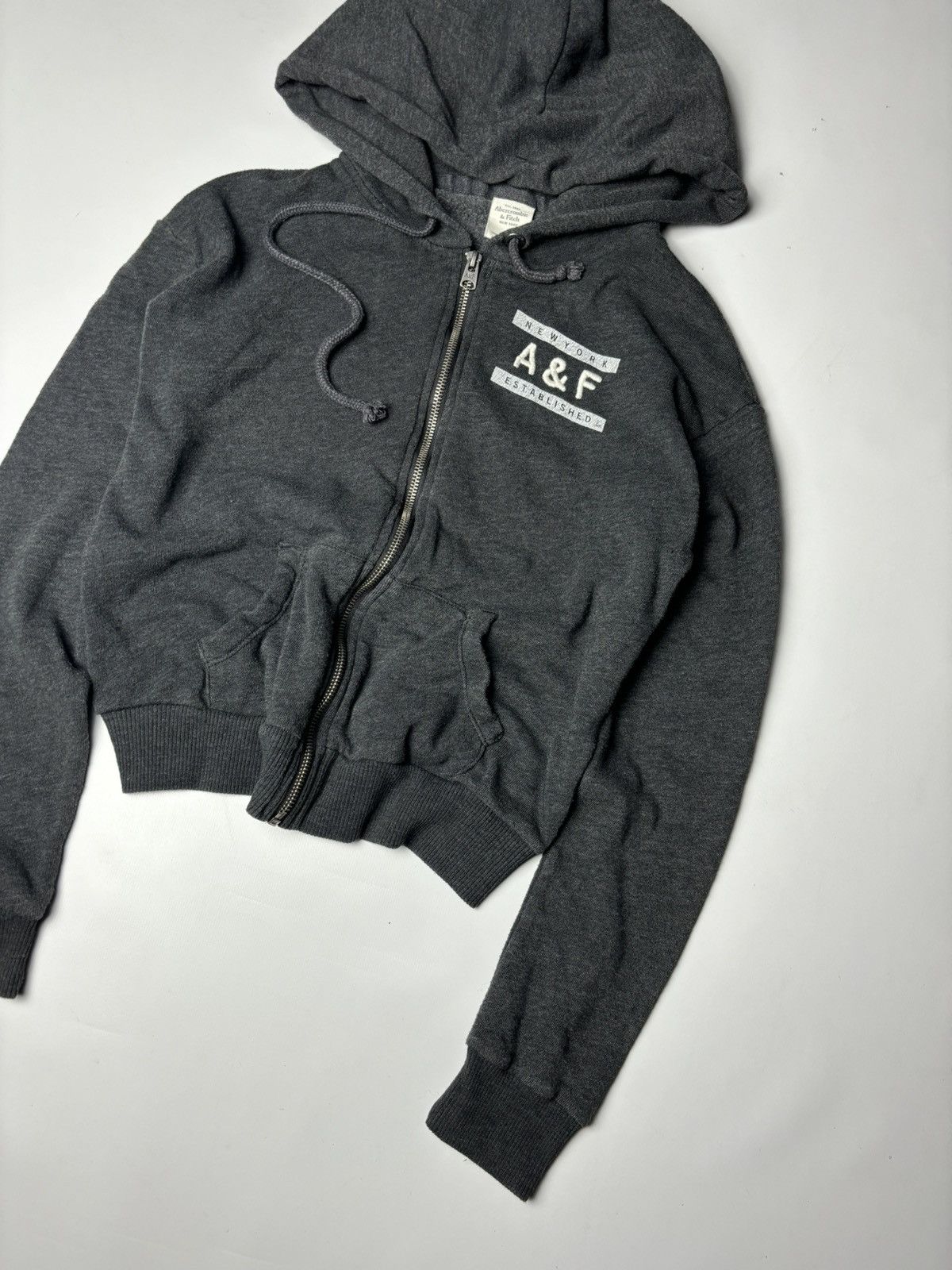 Abercrombie & Fitch × Vintage ABERCROMBIE FITCH CROPPED ZIP HOODIE Size S / US 4 / IT 40 - 3 Thumbnail